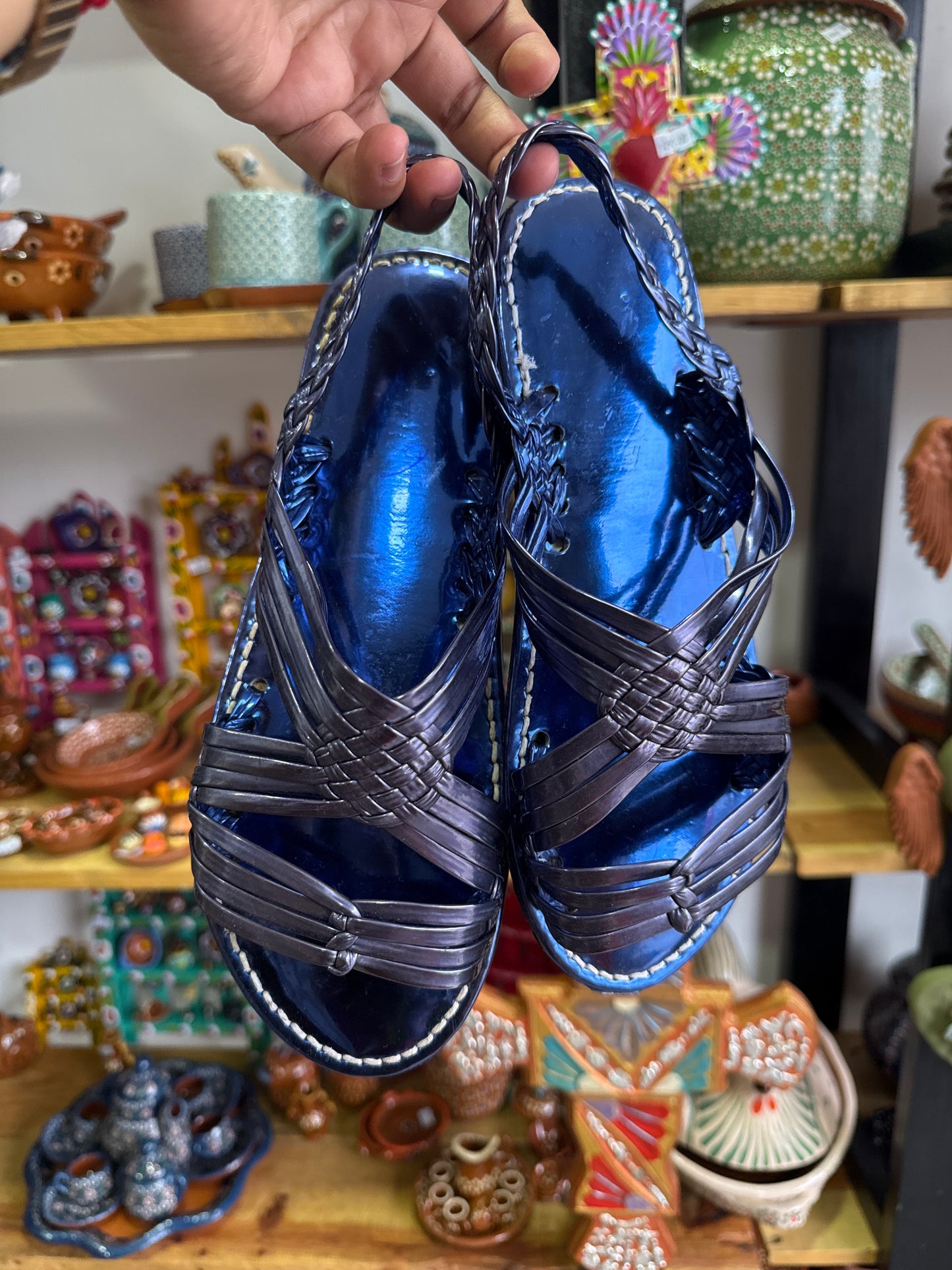 Huarachitos azul metálico del 26 MX mujer