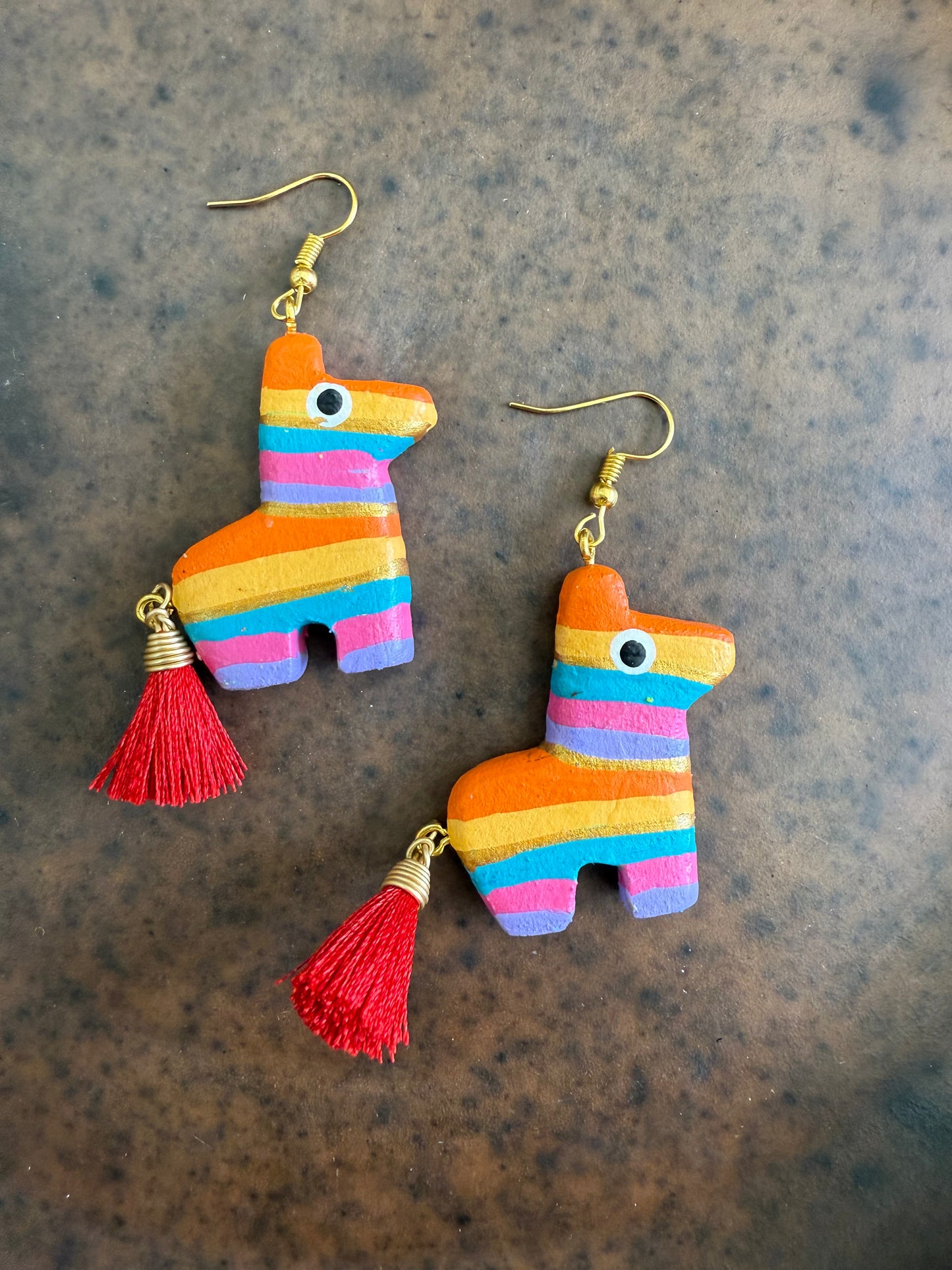 Aretes de madera piñata burrito 2 joyería