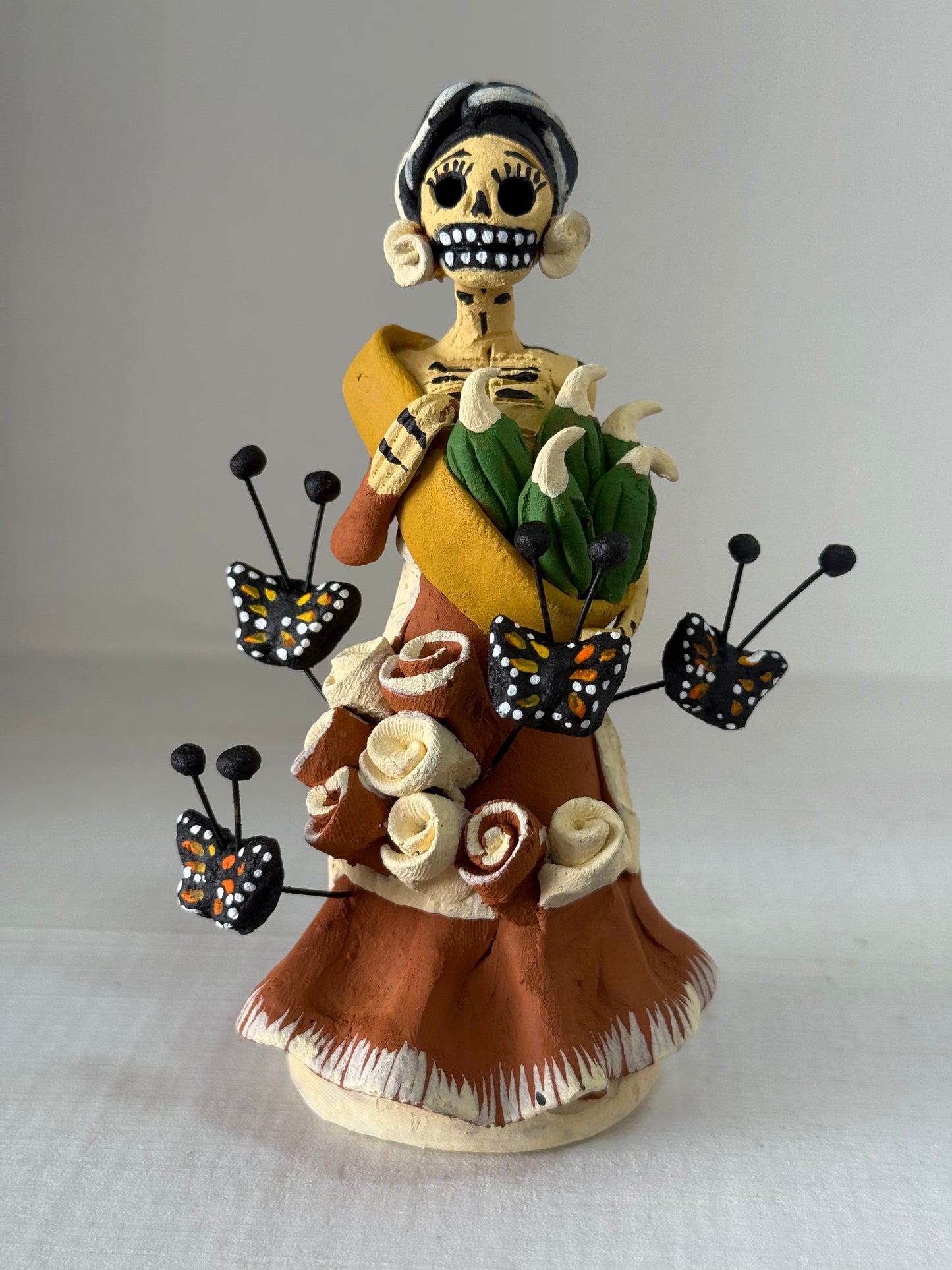 Catrina miniatura calabazas noche de ánimas