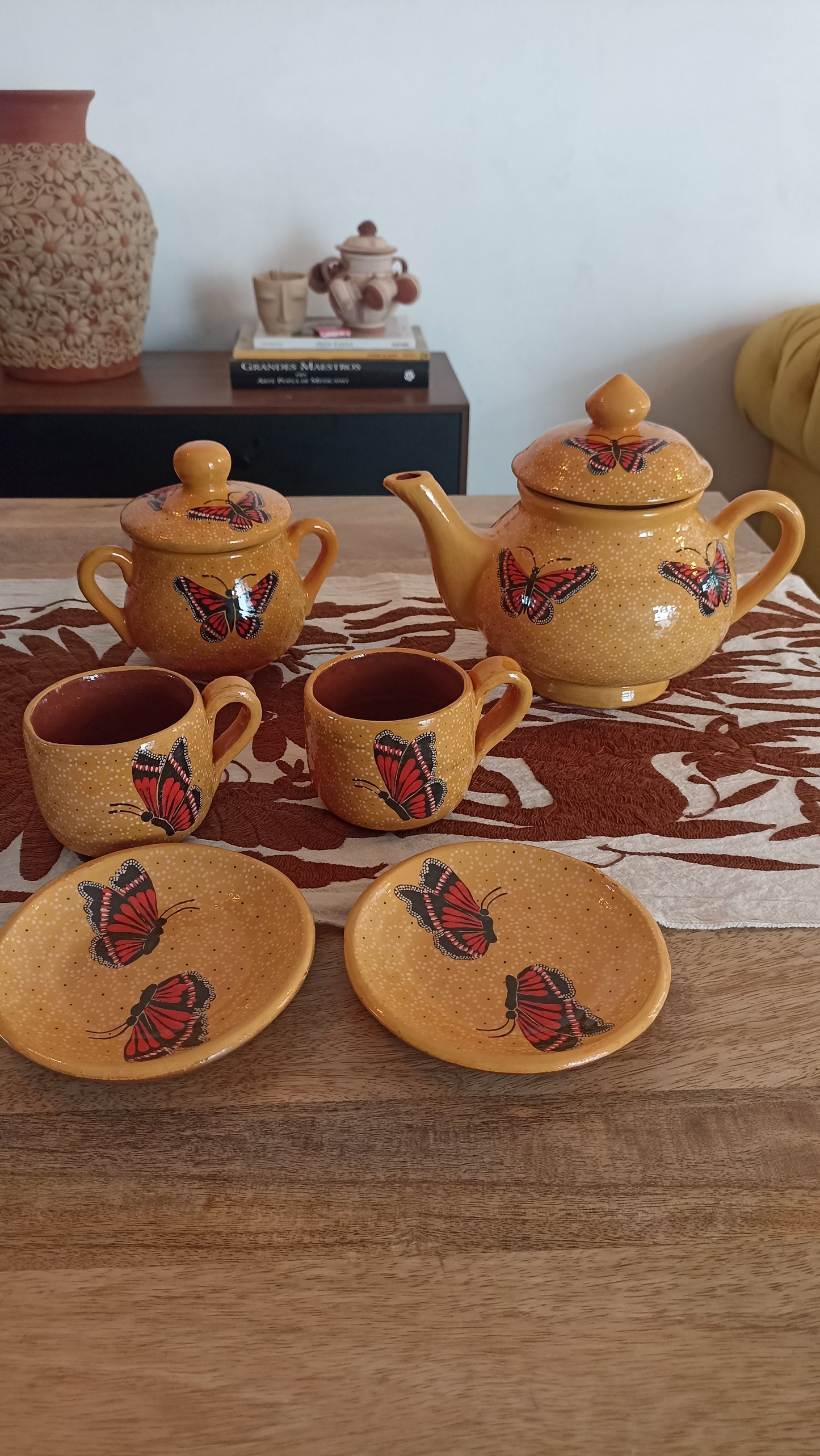 Juego de cafetera para 2 personas mariposa monarca