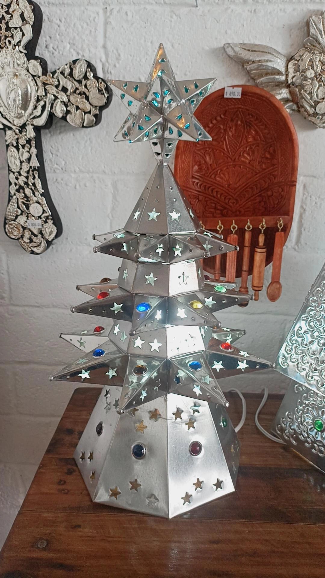 Árbol de latón lámpara navidad