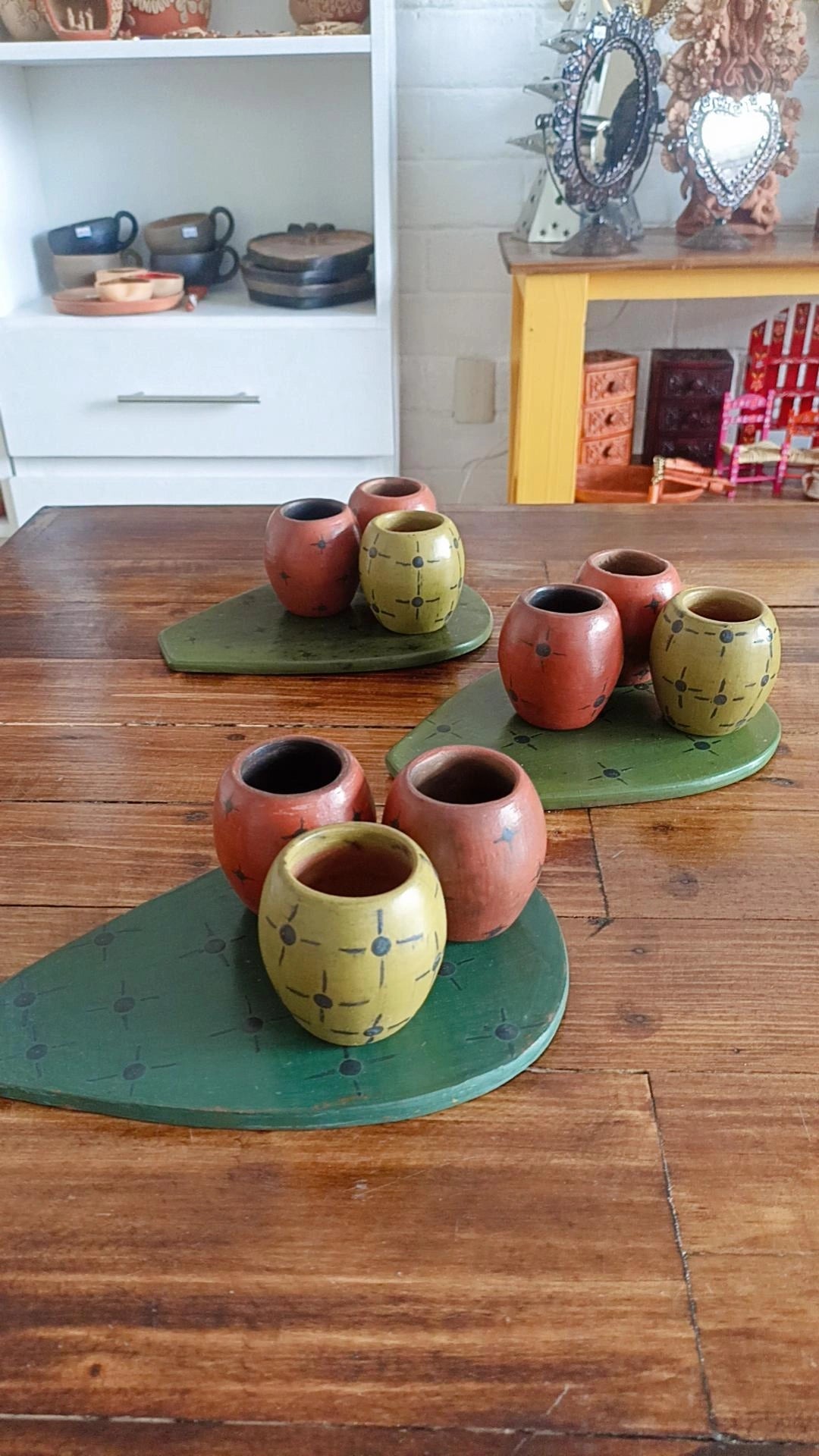 Juego de tequileros nopal colección suculentas Zinapecuaro Mexicano