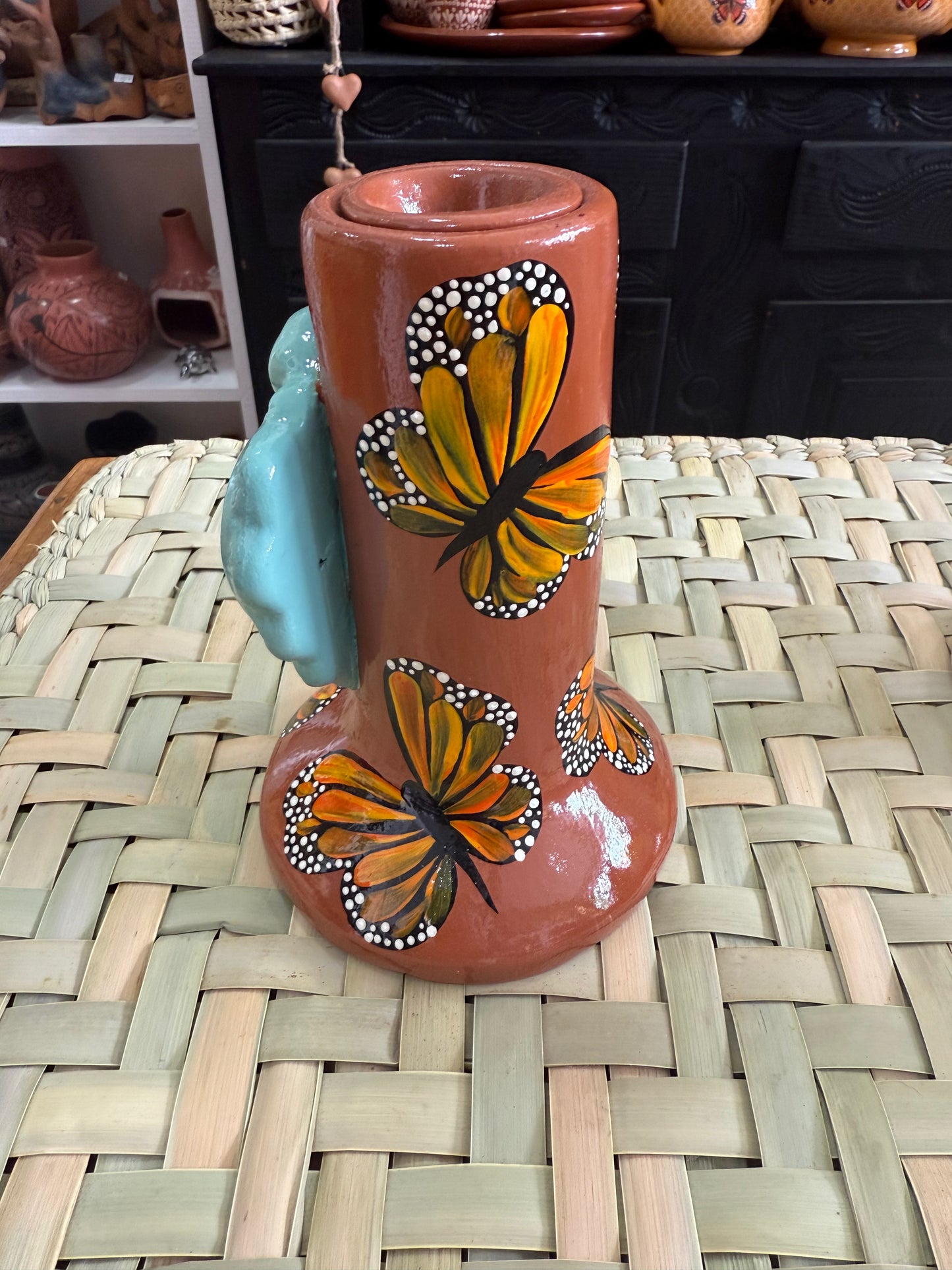 Portavela mariposas cafe Tonalá