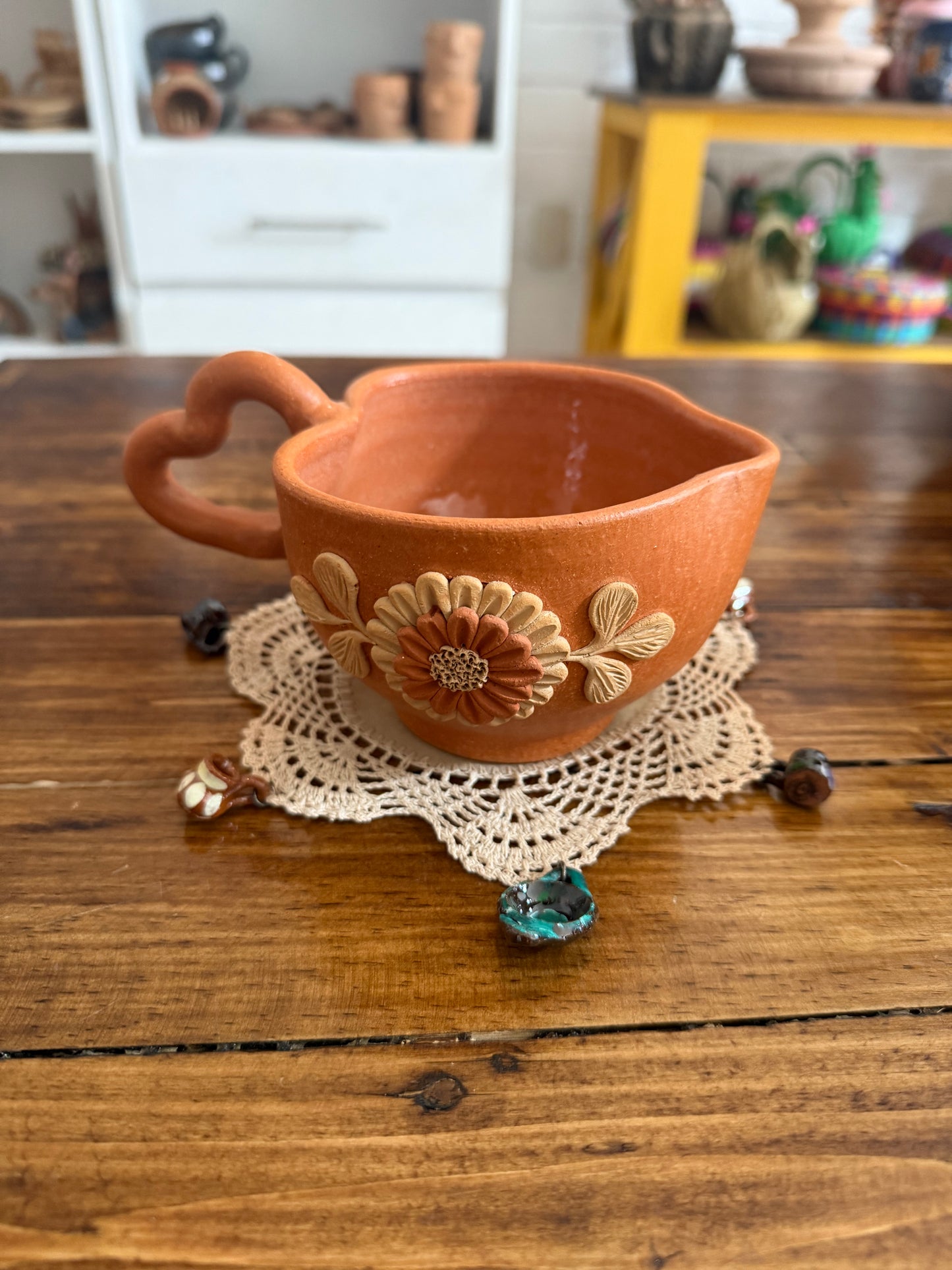Taza roja de corazon modelo 1 Atzompa