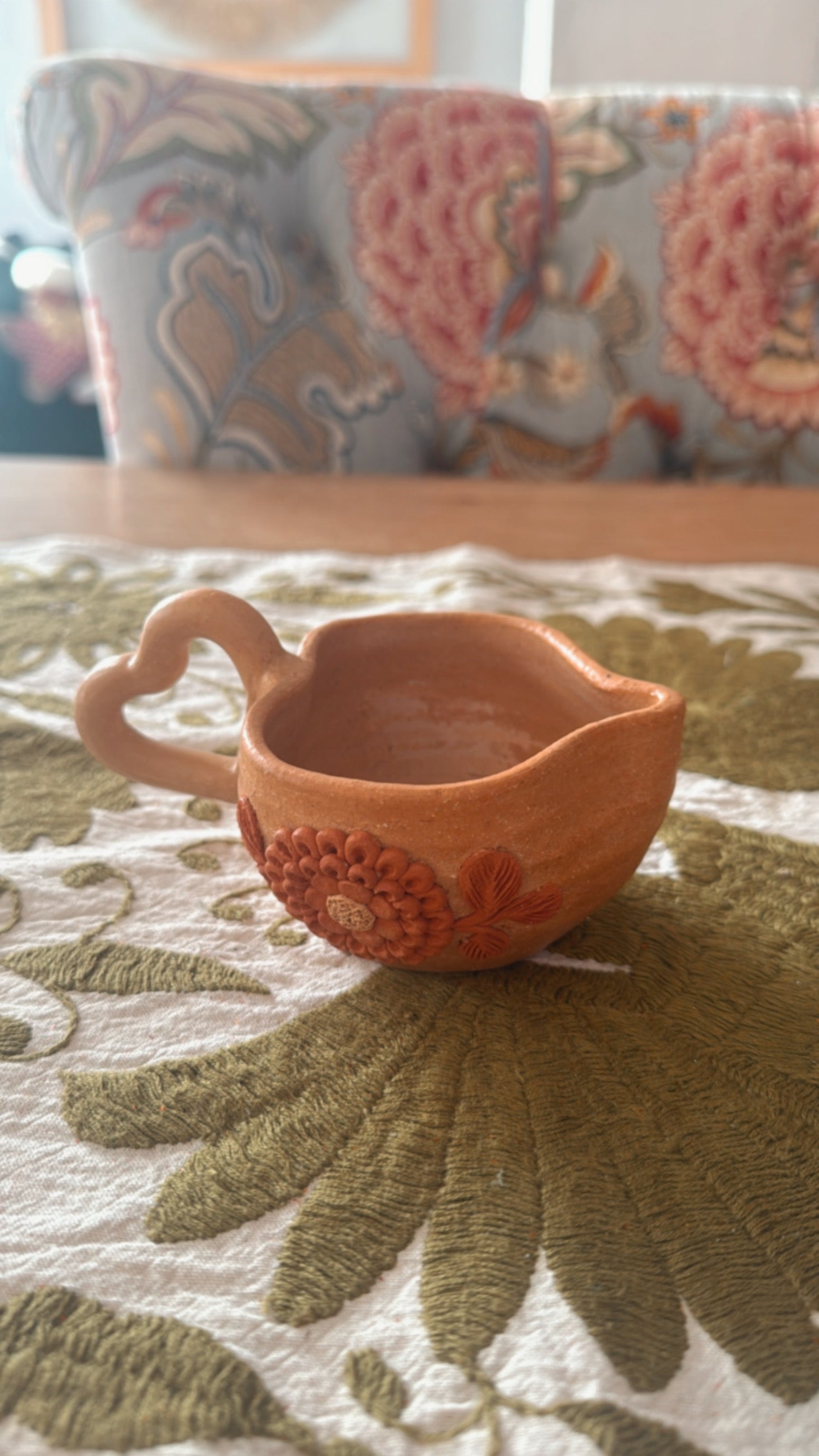 Taza de corazón natural expresso Atzompa