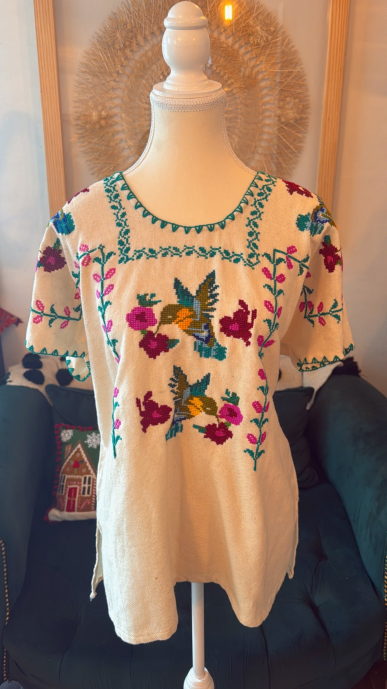 Blusa colibríes mujer talla G-XG