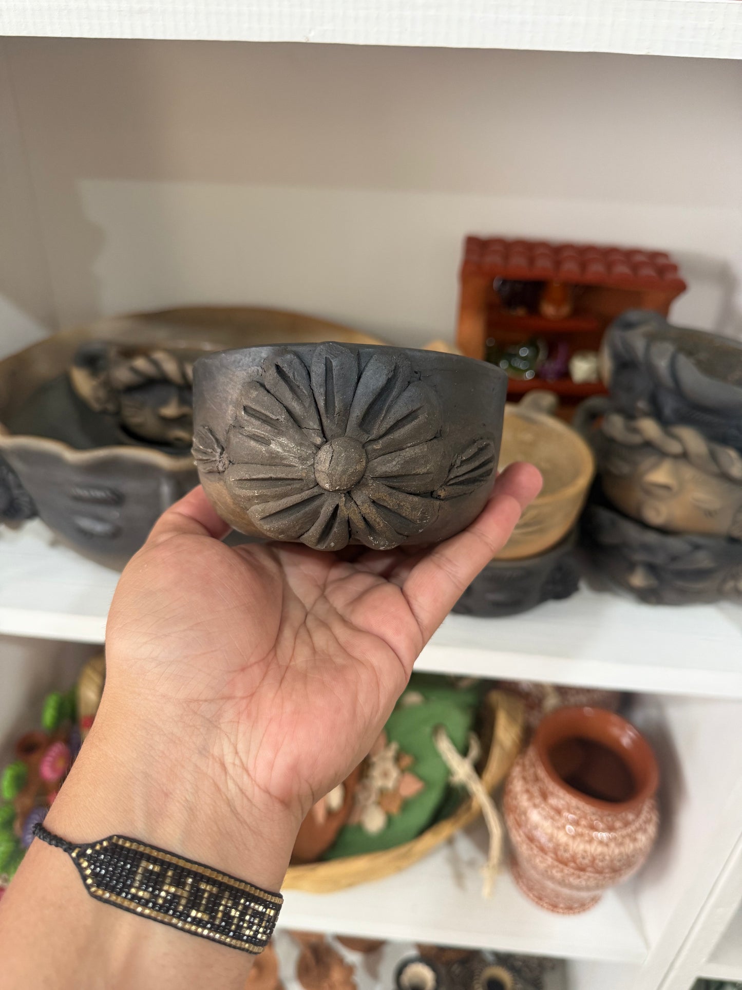 Taza flor ahumada Atzompa