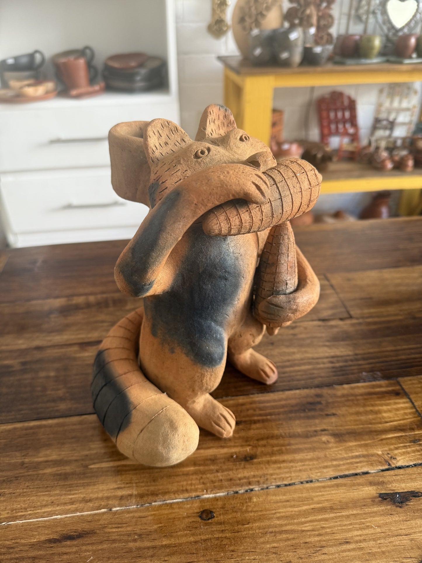 Escultura candelero de lobo Zipiajo