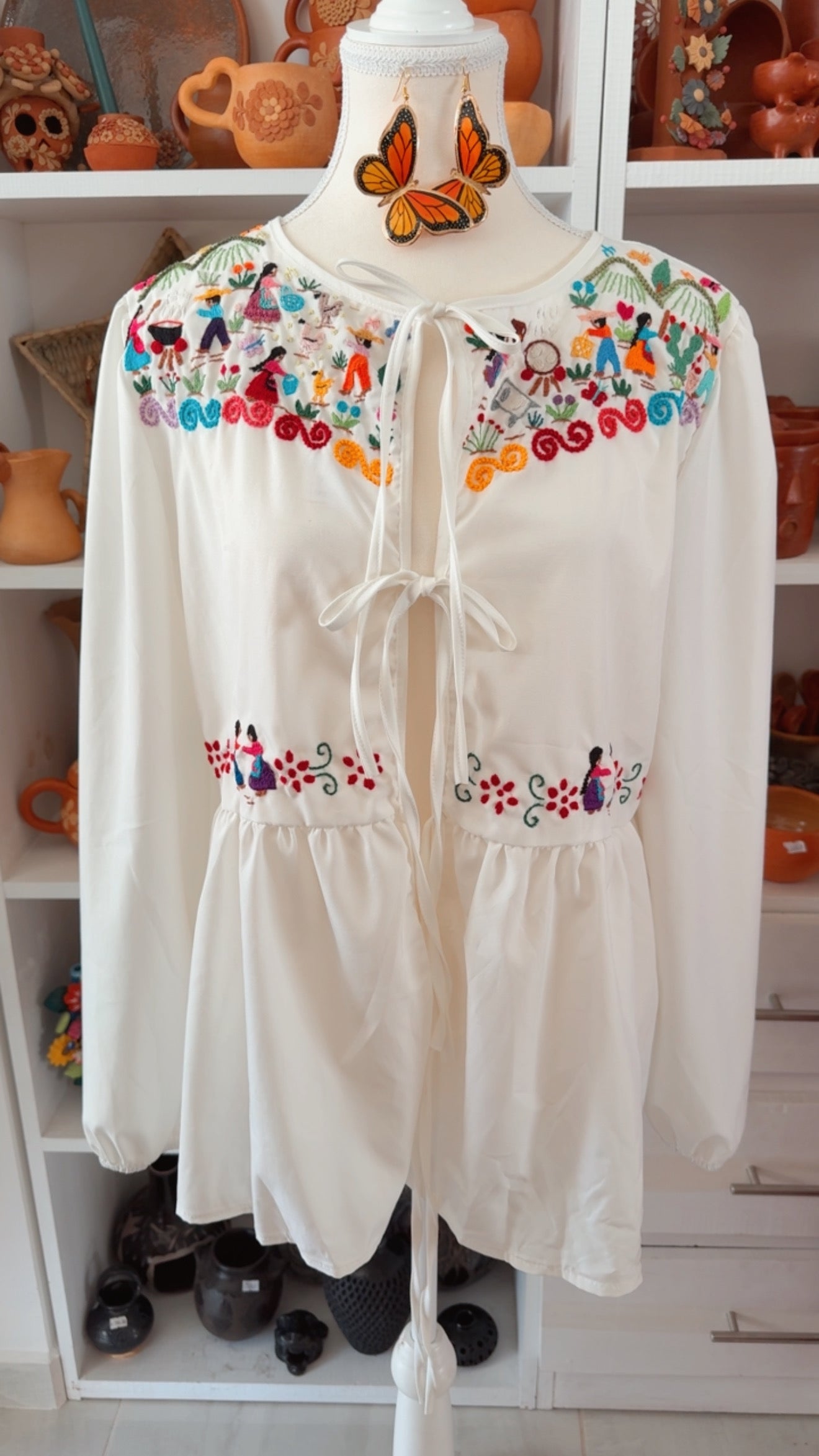 Blusa G-XG blanca cocina en el campo Tzintzuntzan mujer