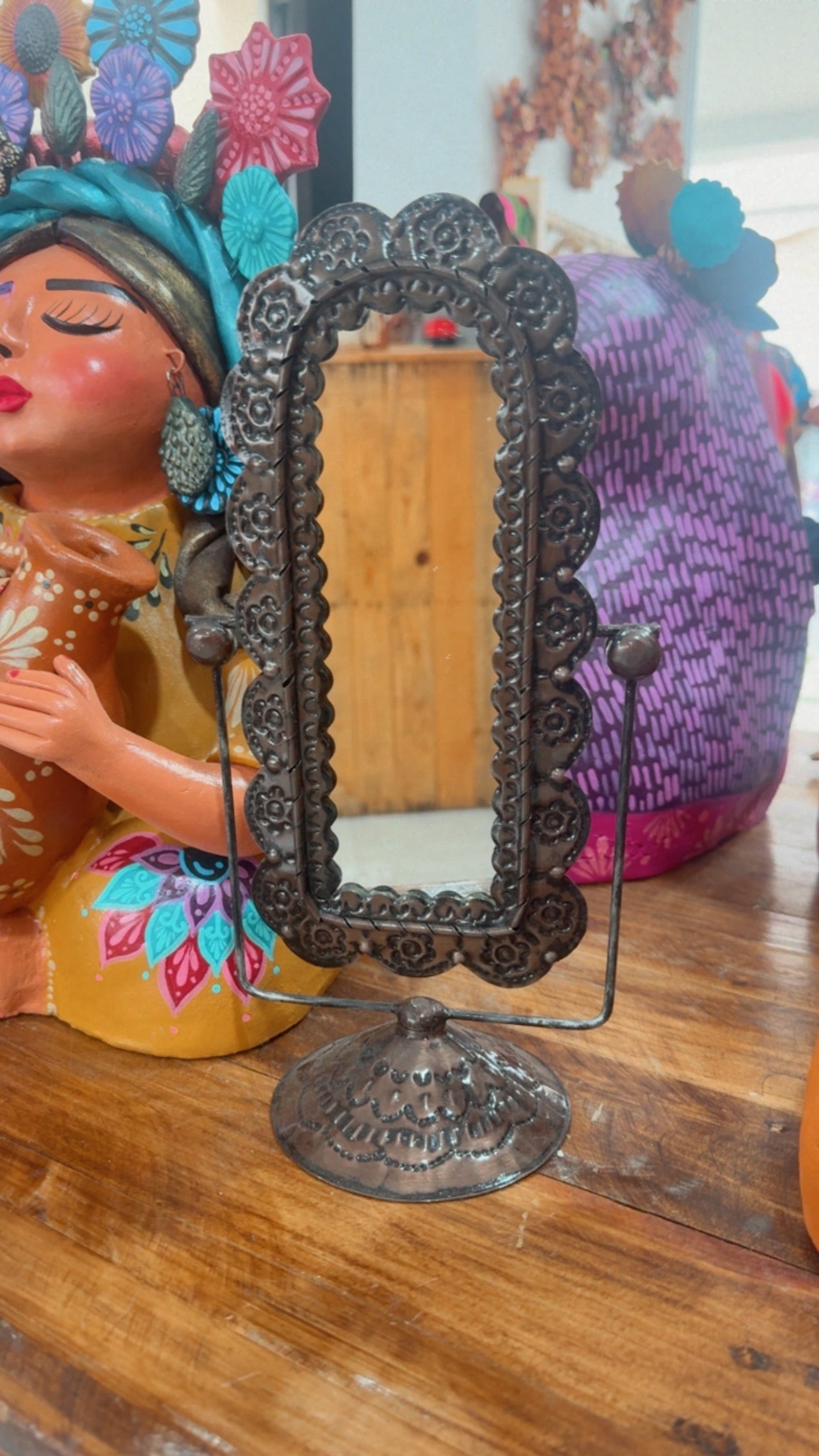 Espejo de latón 28 cms