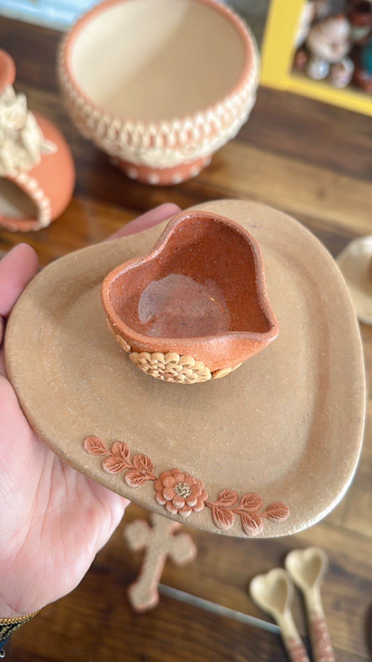 Tequilero individual Atzompa corazón rojo