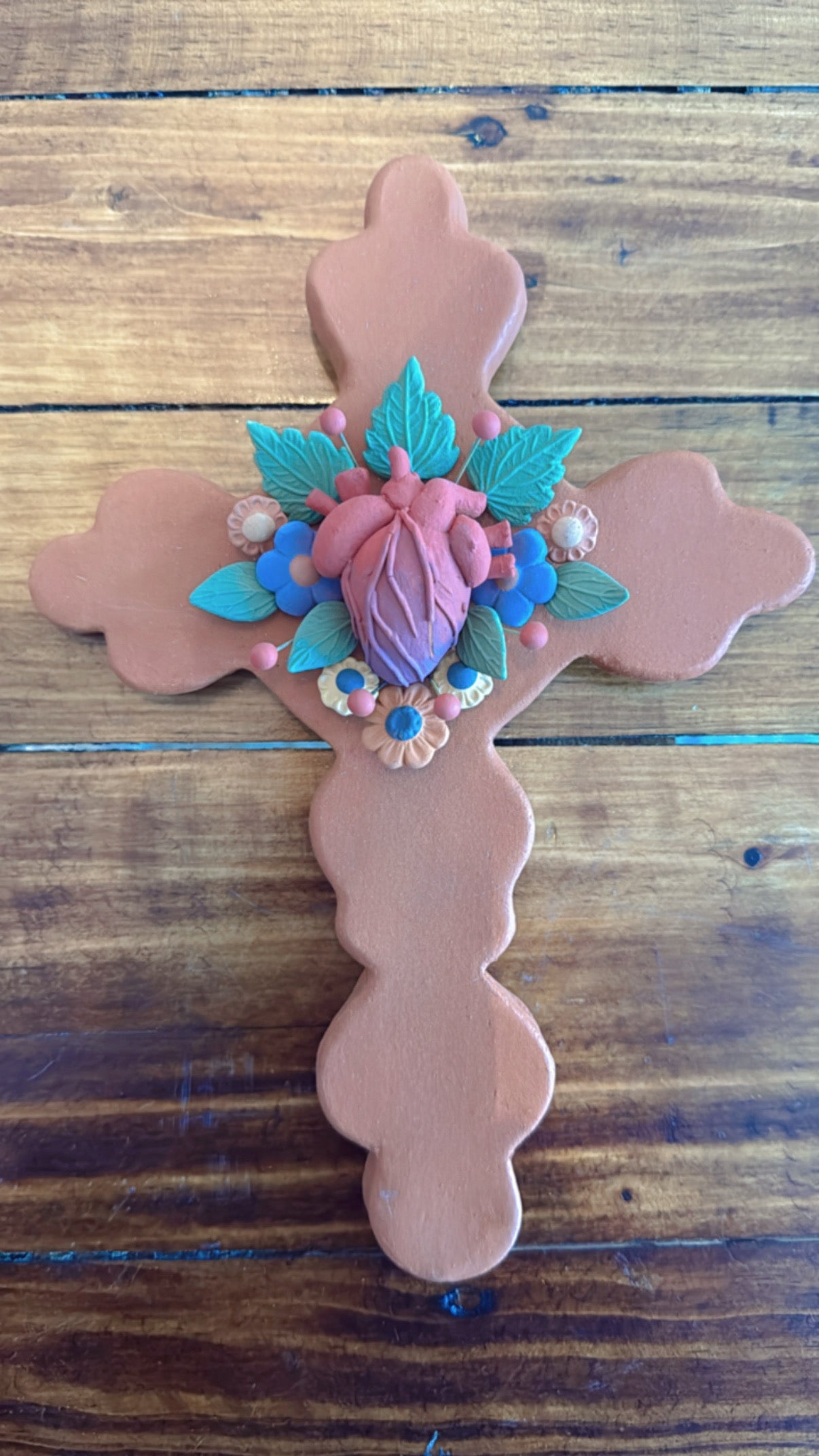 Cruz de pared natural Metepec 22 cms modelo 4