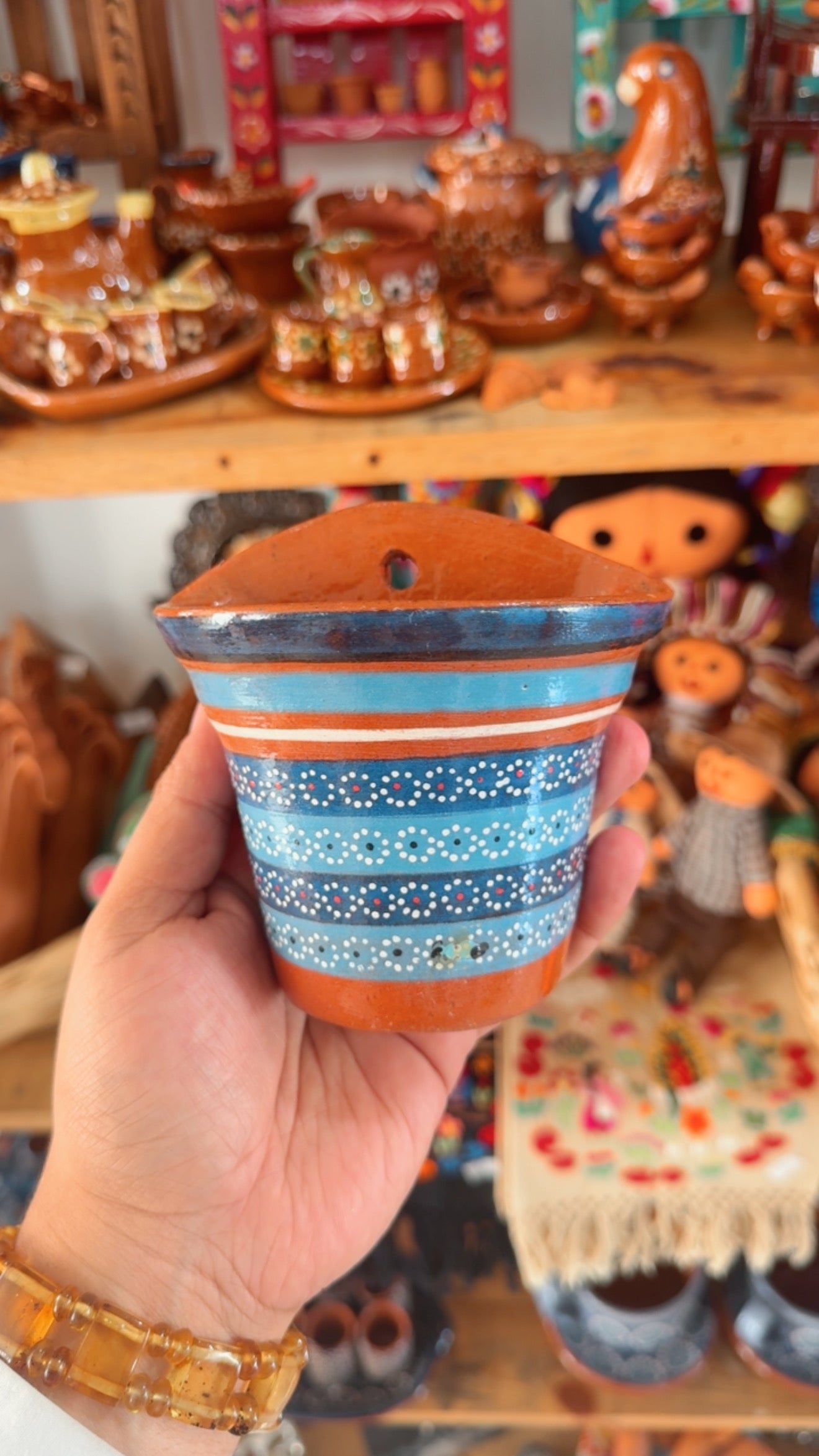 Maceta de pared azul marino y cielo 11 cms