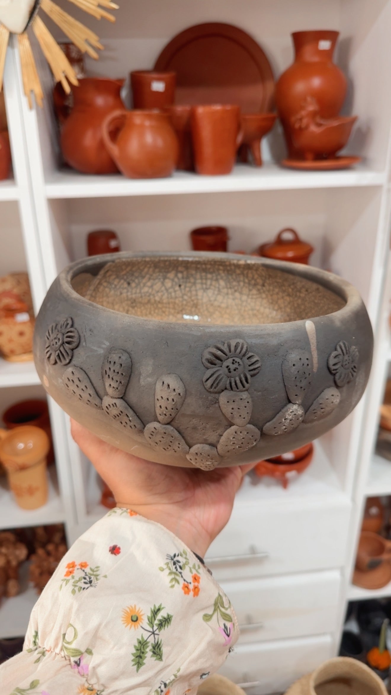 Cazuela ahumada sin asa cactus atzompa