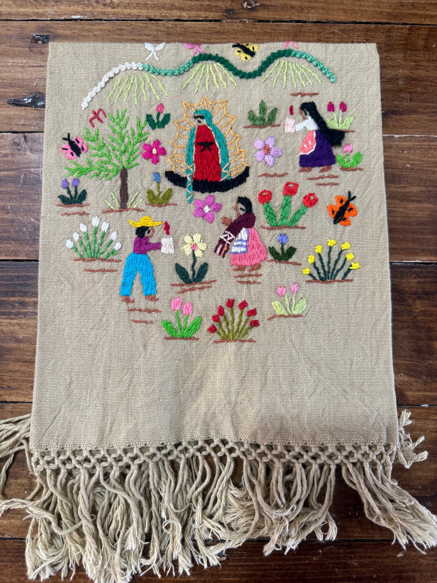Servilleta Virgen de Guadalupe beige modelo 3 Tzintzunzan