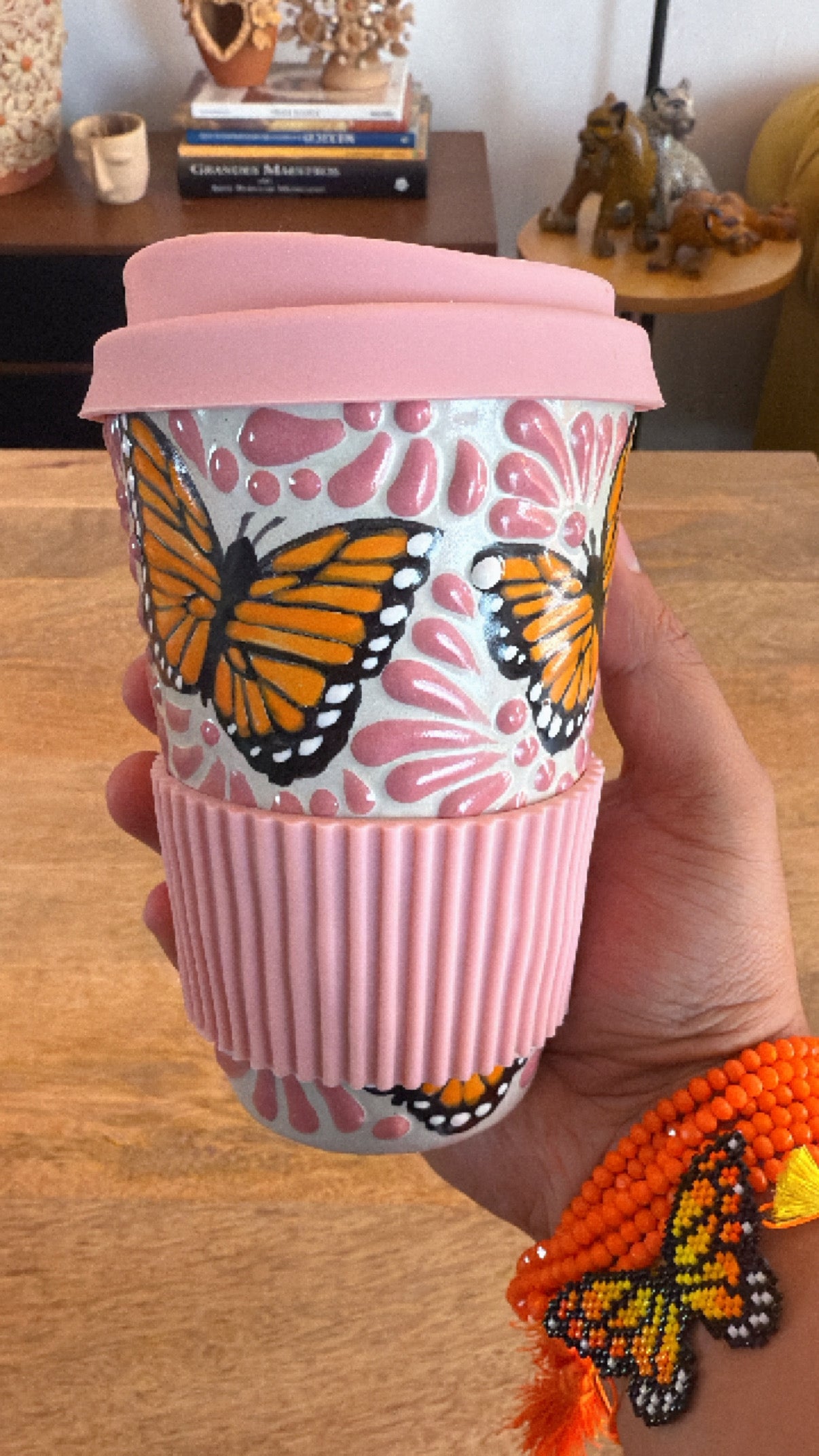 Termo de talavera rosa primavera