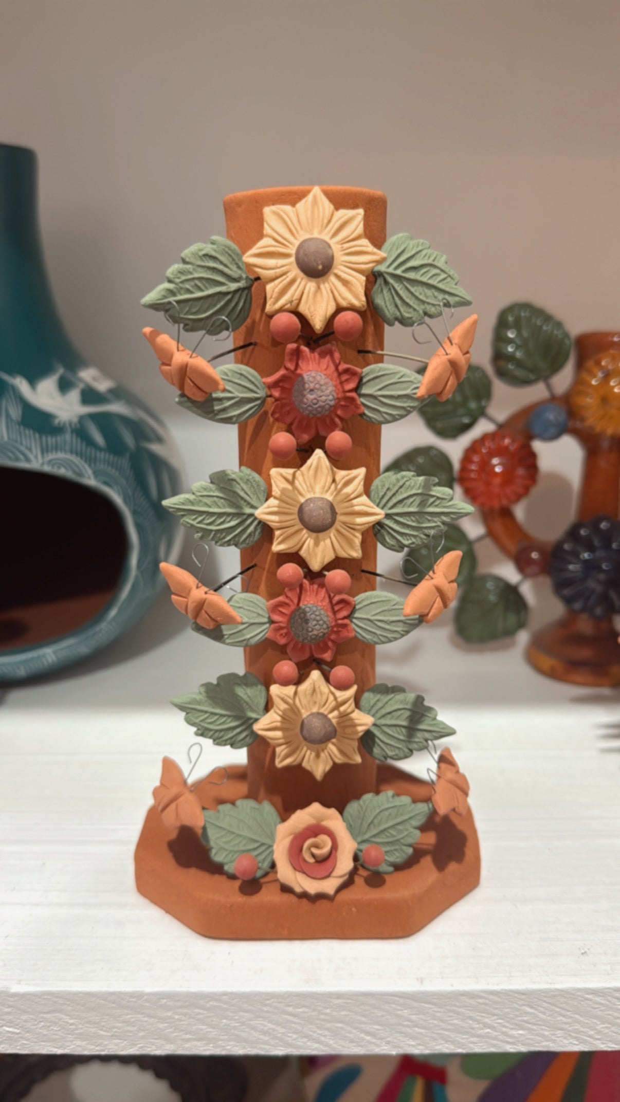 Candelero Metepec flores amarillas