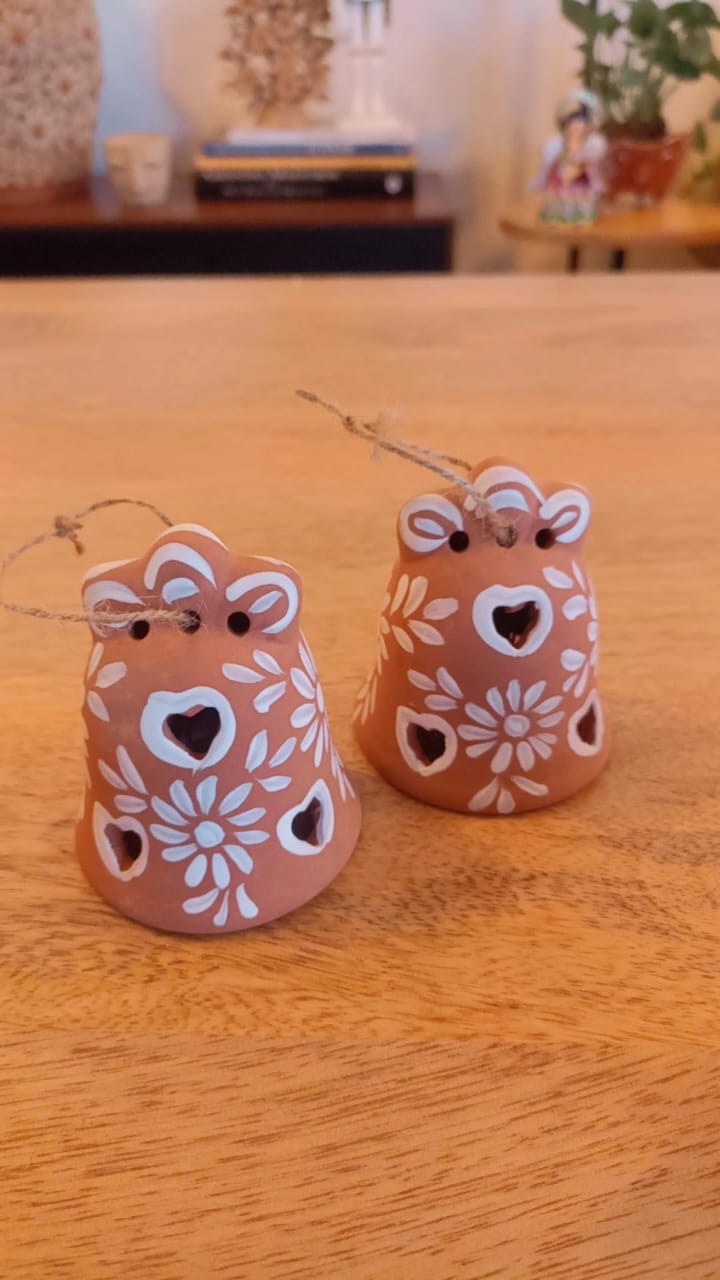 Juego de 2 campanas corazón navidad