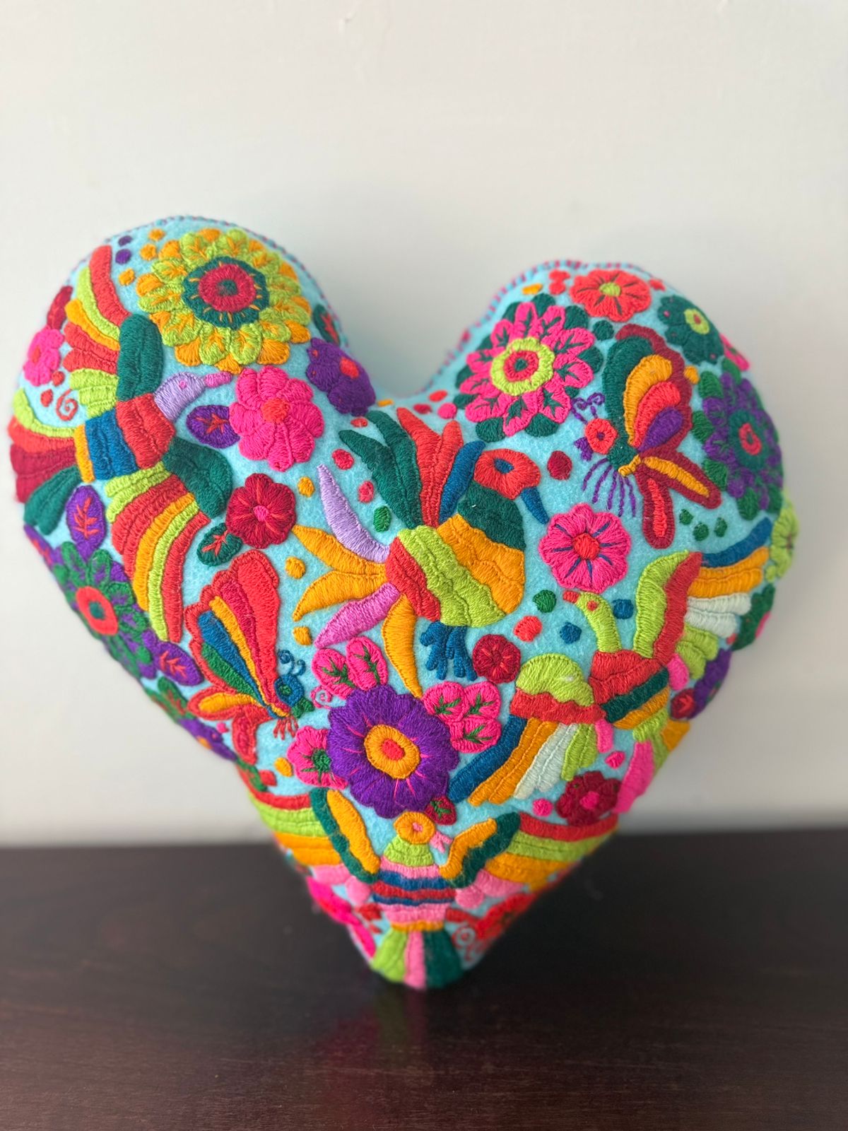 Cojín corazón azul cielo Chiapas