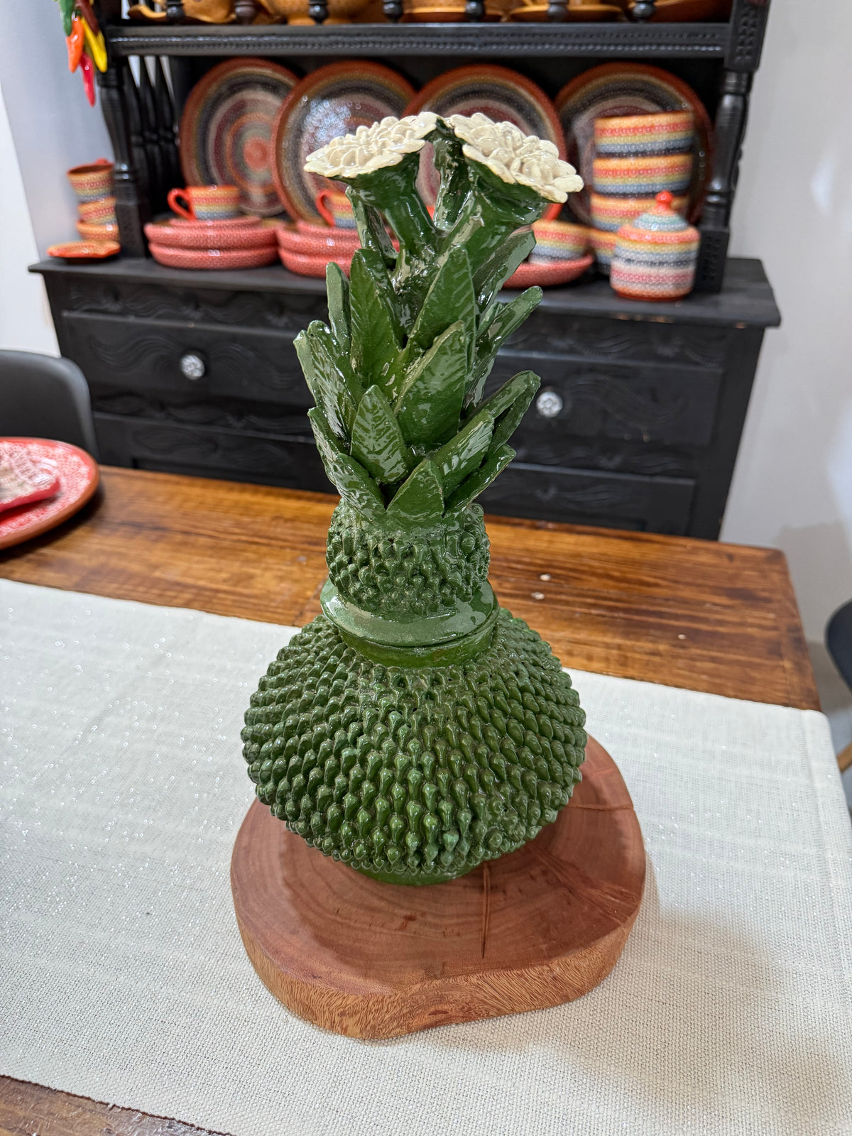 Piña vidriada verde grande San José de Gracia navidad