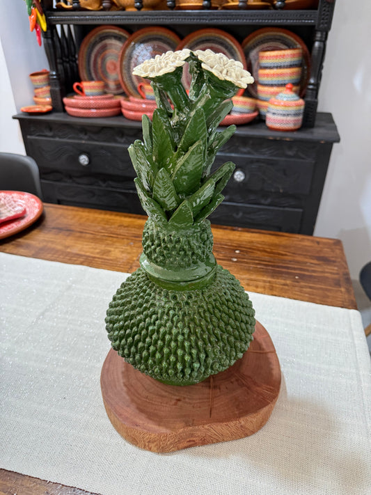 Piña vidriada verde grande San José de Gracia navidad