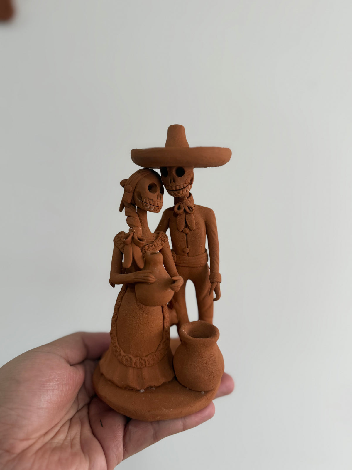 Pareja de catrines olla y plato colección noche de ánimas amor eterno