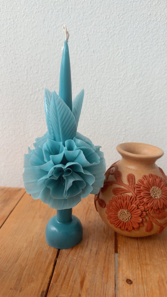 Vela de clavelito sencilla azul
