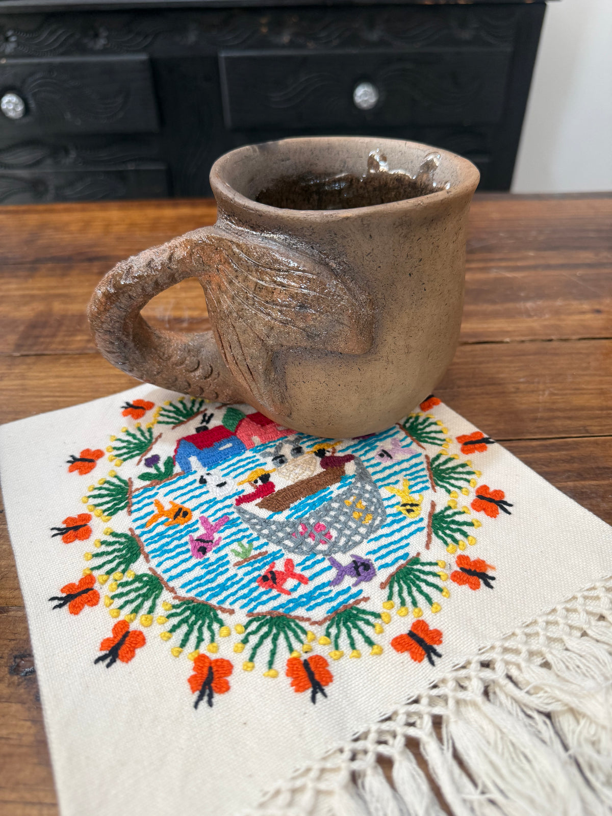 Taza ahumada cola de sirena Atzompa