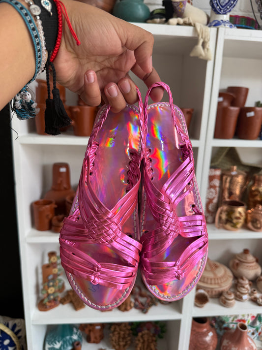 Huarachitos rosa metálico del 26 MX mujer