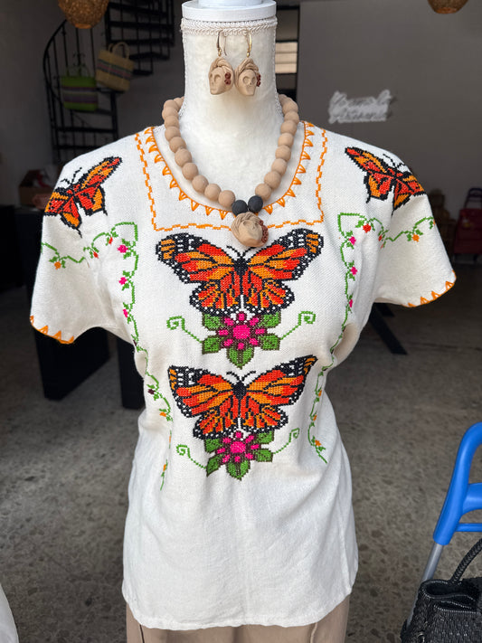 Blusa mariposa monarca mujer talla M-G