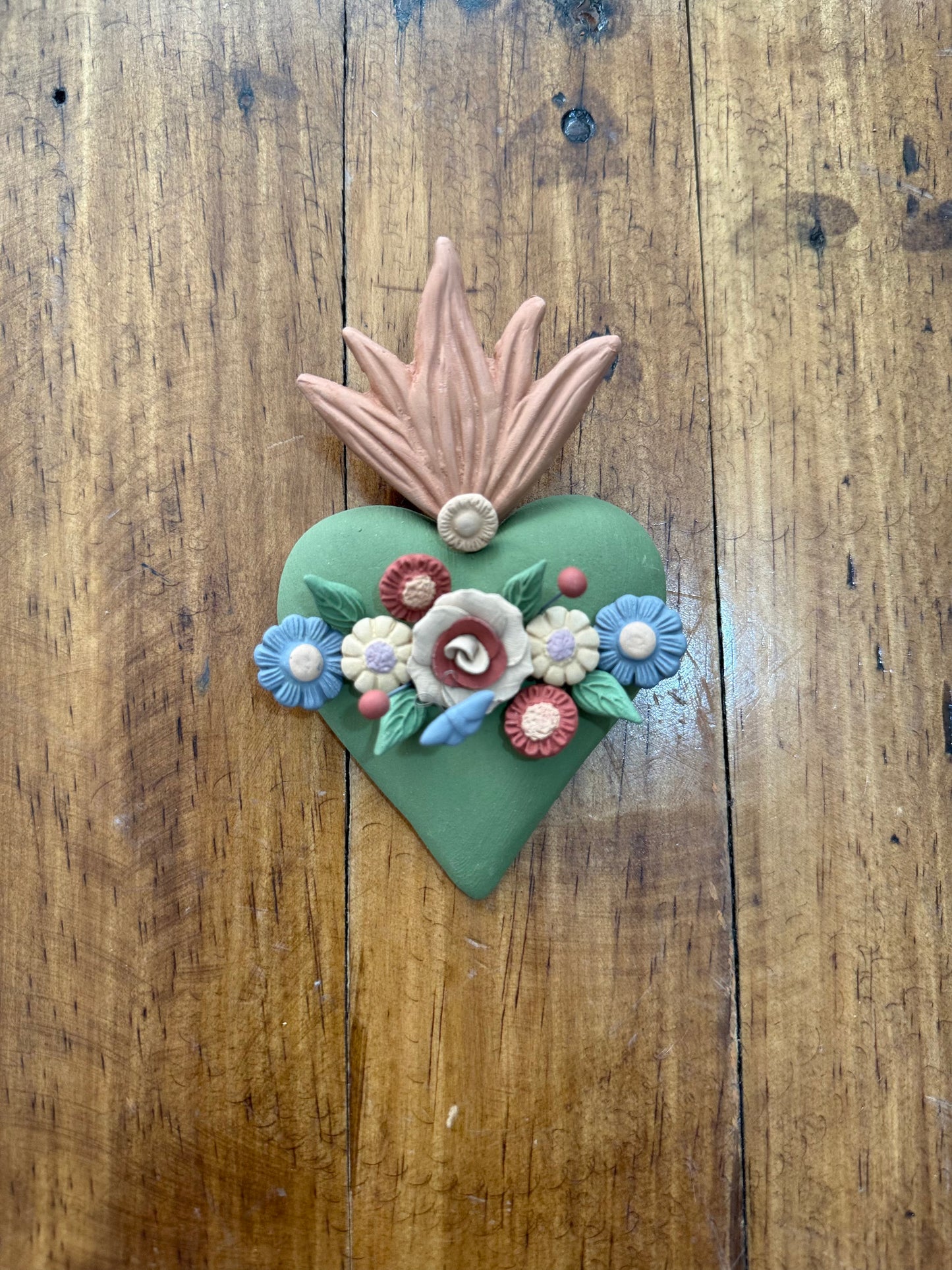 Corazón verde 16 Cms Metepec