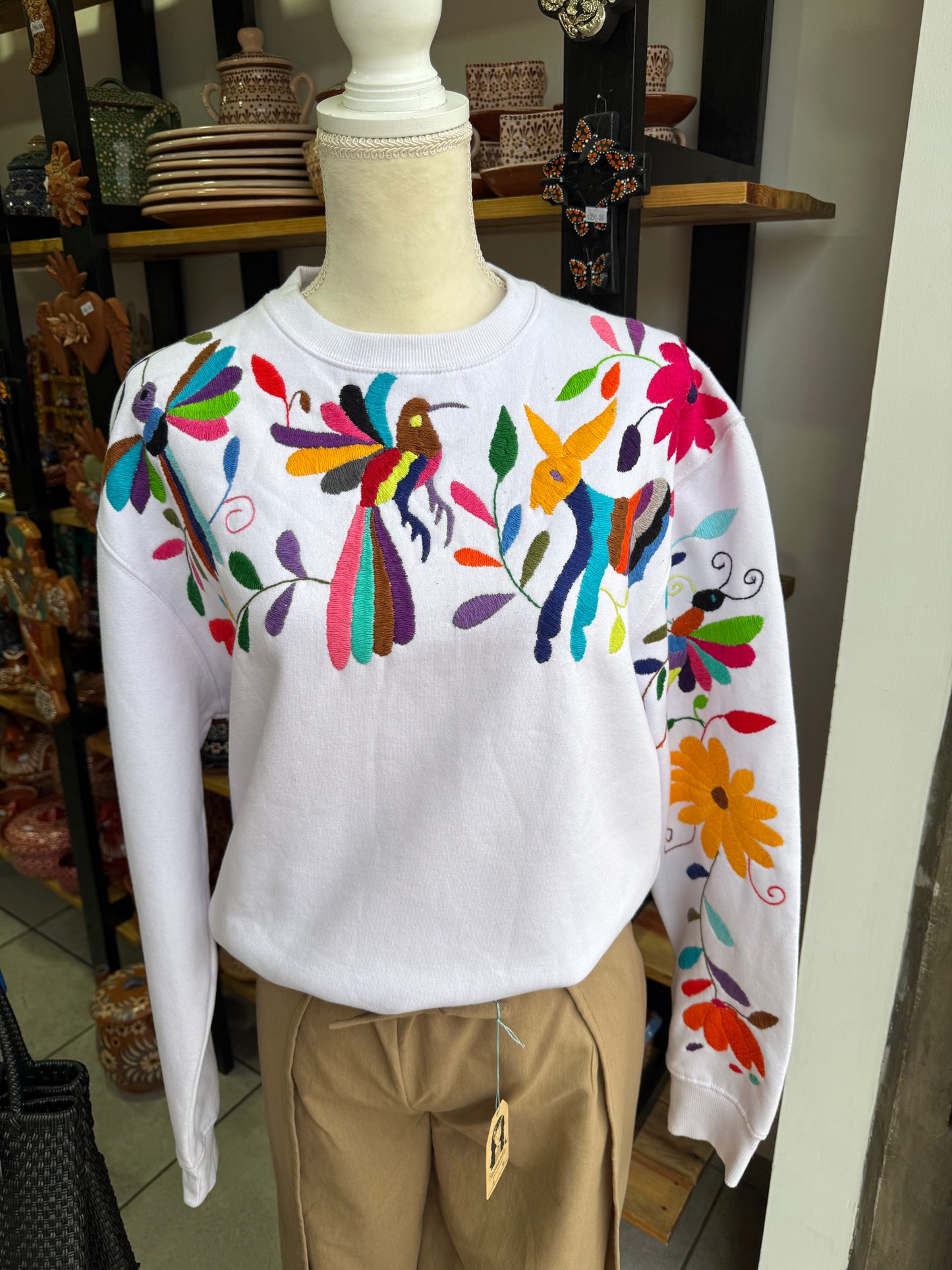 Sudadera bordado otomí talla grande mujer