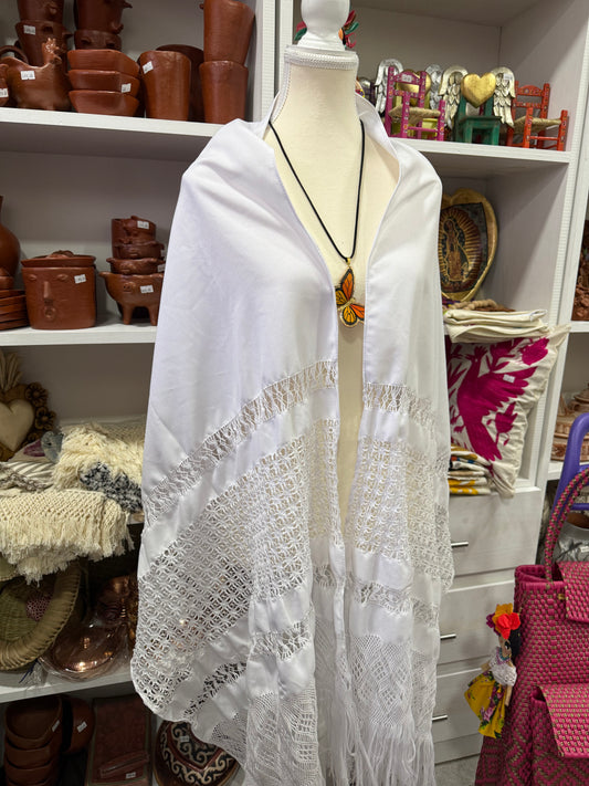 Rebozo blanco deshilado