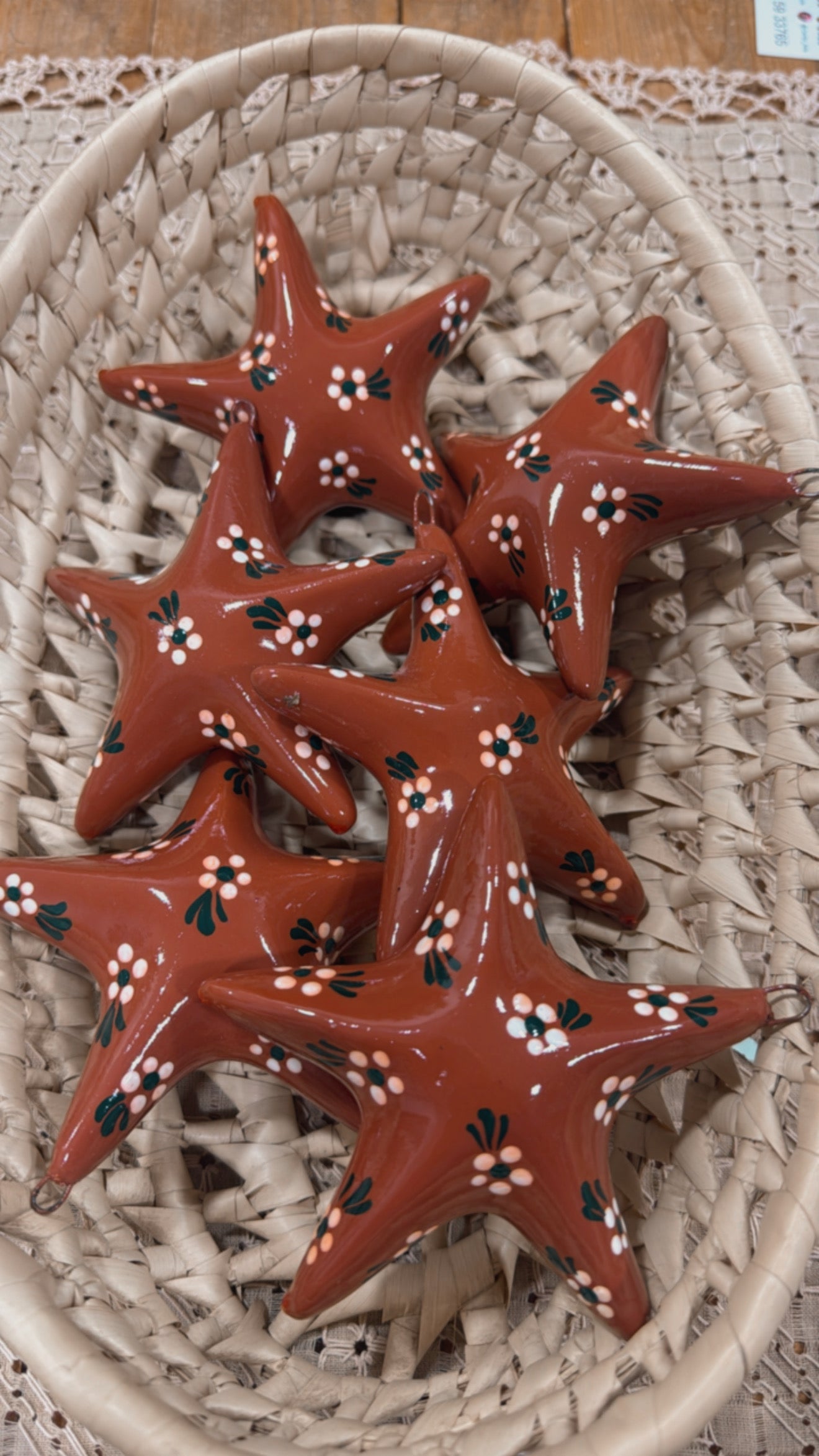 Set de 6 esferas de estrellas de florecitas Navidad