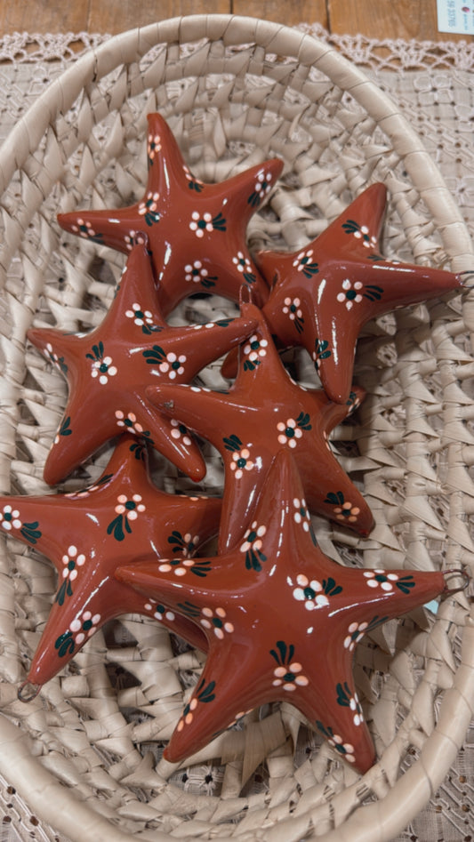 Set de 6 esferas de estrellas de florecitas Navidad