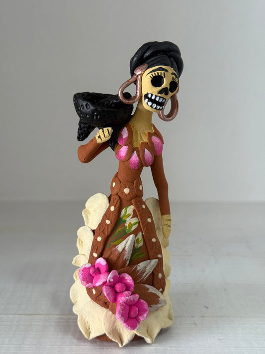 Catrina miniatura molcajete noche de muertos