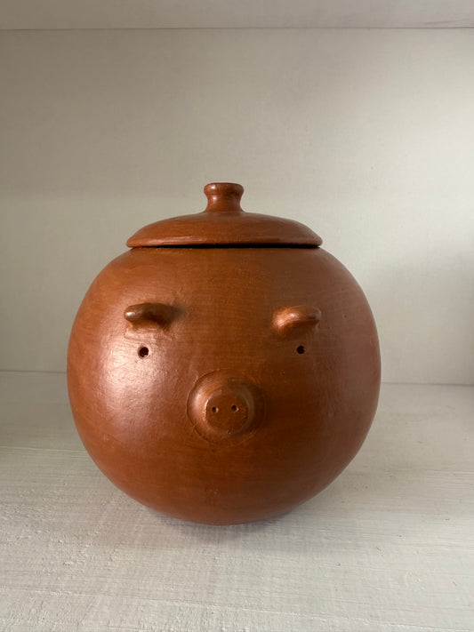 Azucarera de Cerdito grande de barro rojo