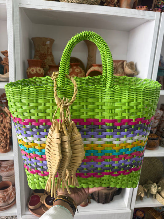 Bolsa tote verde de plástico