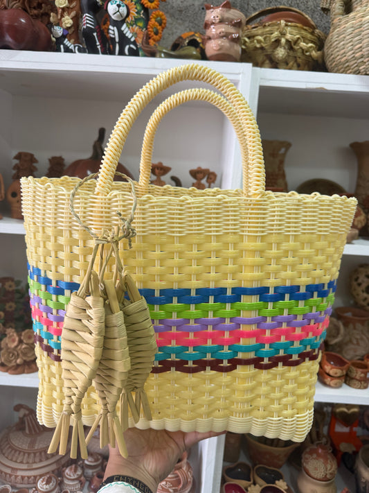 Bolsa tote blanca de plástico