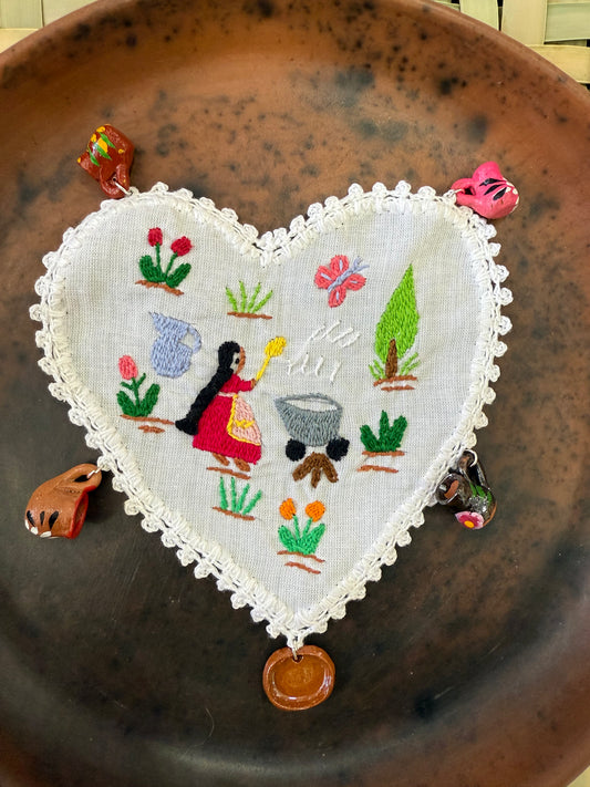 Portavaso blanco corazón vida en campo 2 Tzintzunzan