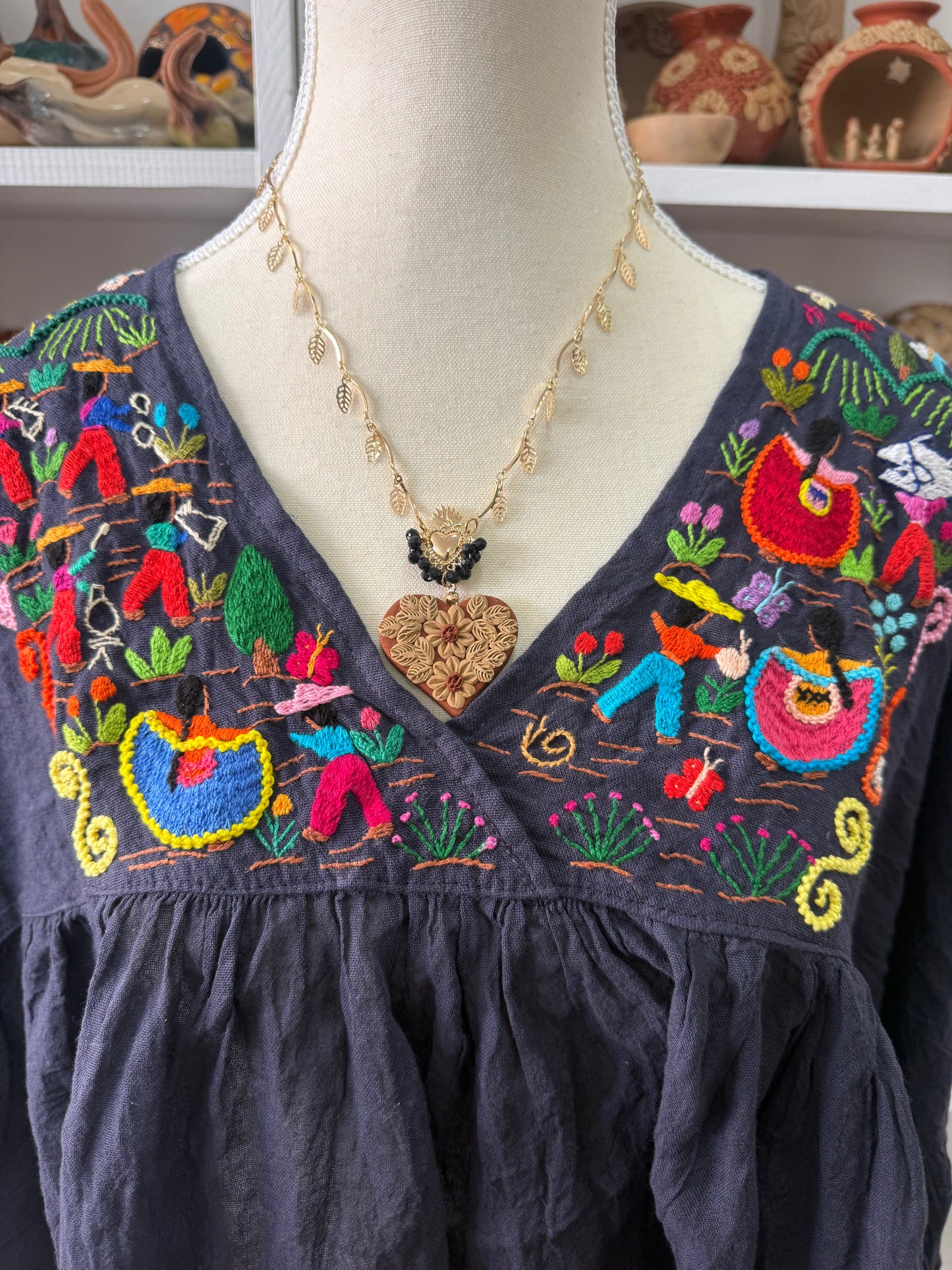 Blusa Unitalla de historias azul marino Tzintzuntzan mujer