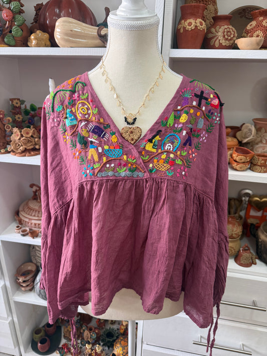 Blusa Unitalla rosa Tzintzuntzan mujer