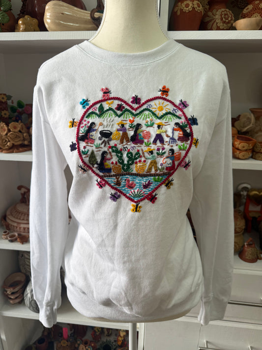 Sudadera blanca talla M-G Tzintzuntzan mujer