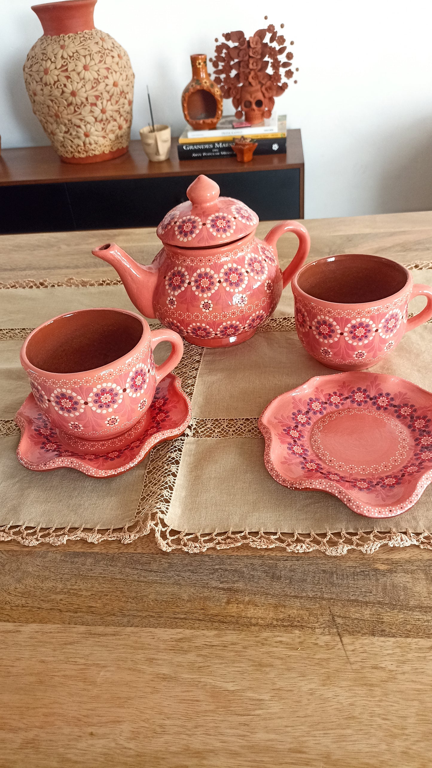 Taza chocolatera rosa primavera