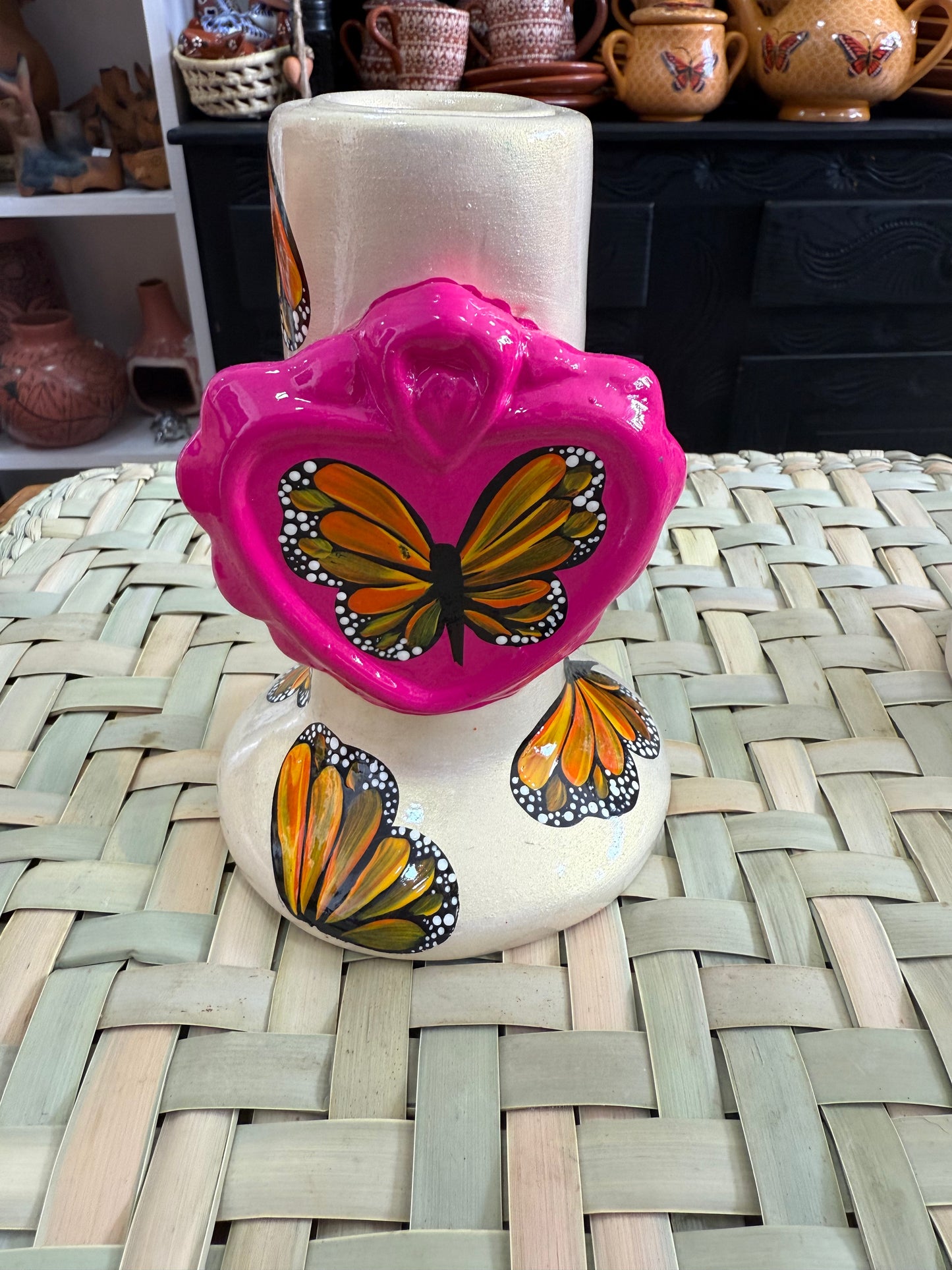 Portavela mariposas rosa Tonalá