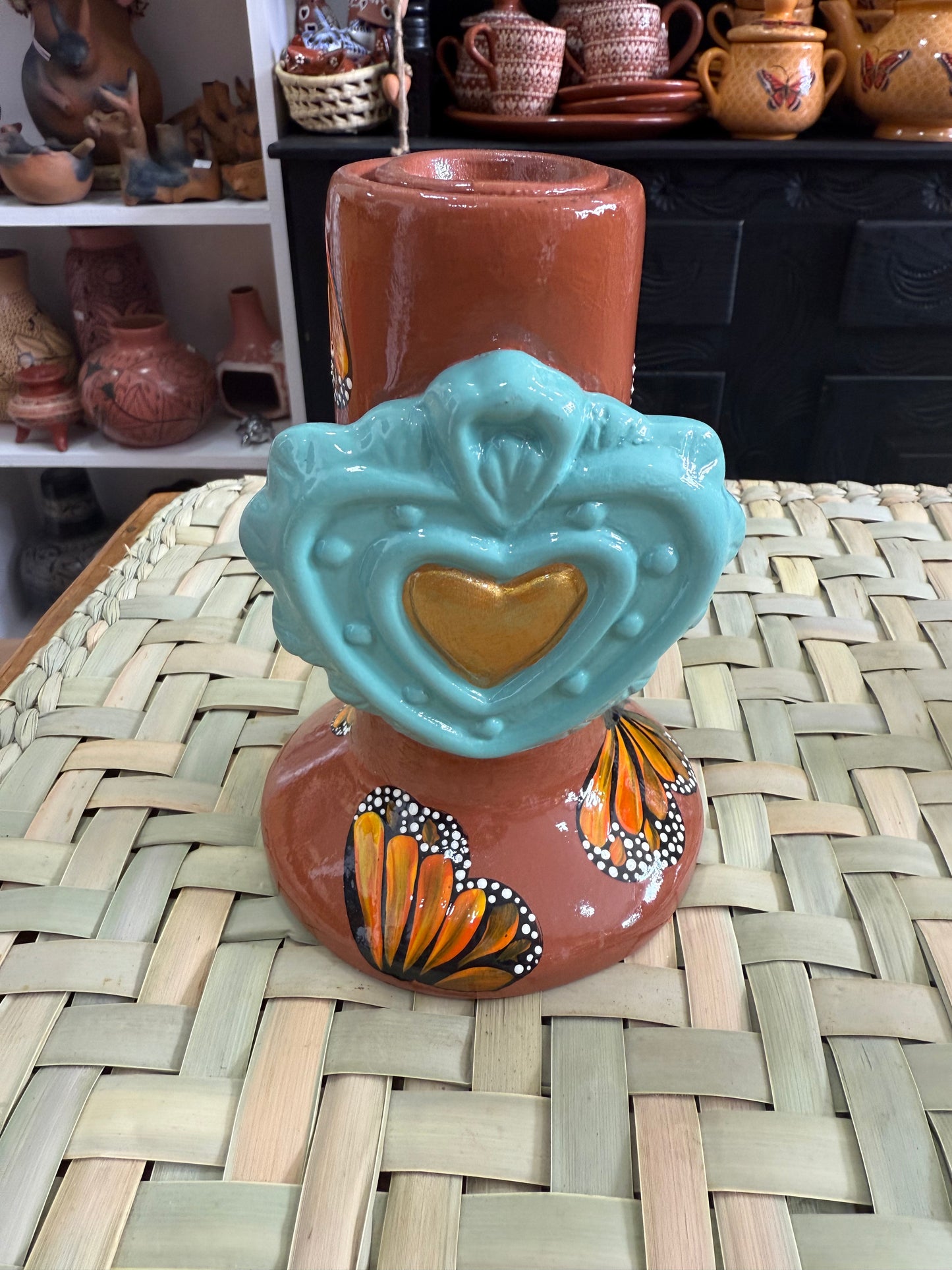 Portavela mariposas cafe Tonalá