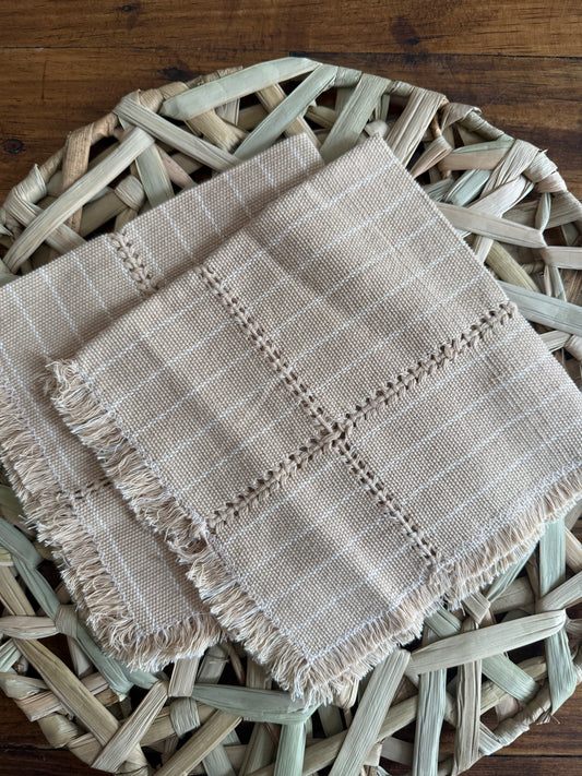 Servilleta beige para la mesa de telar de pedal