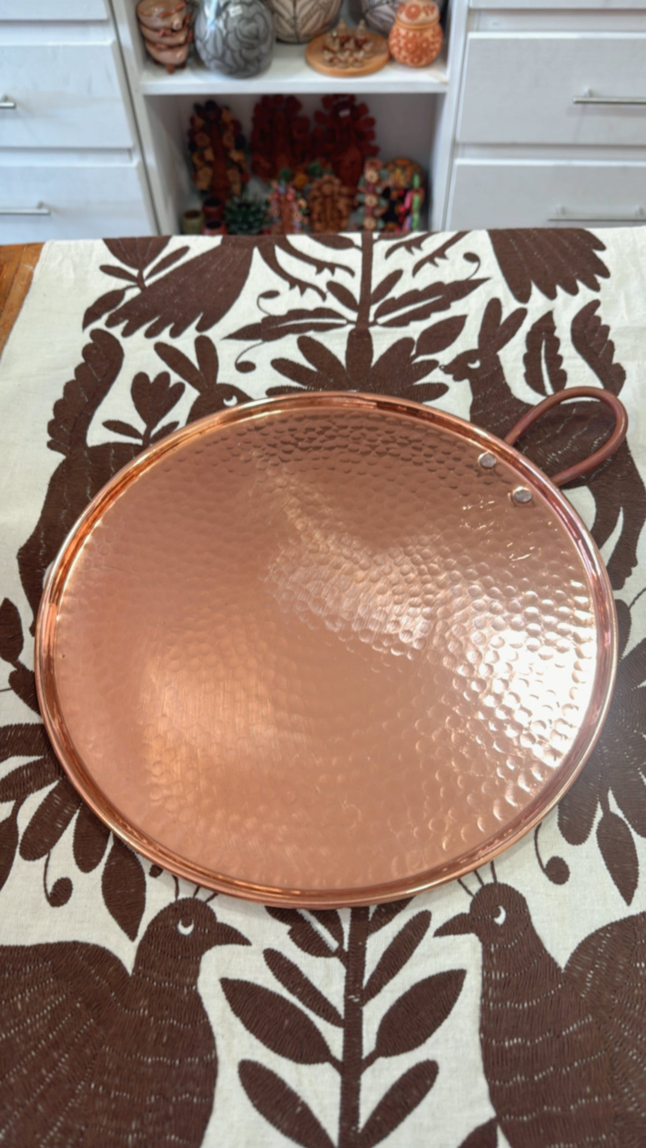 Comal de cobre de cobre de 32 cms de diámetro