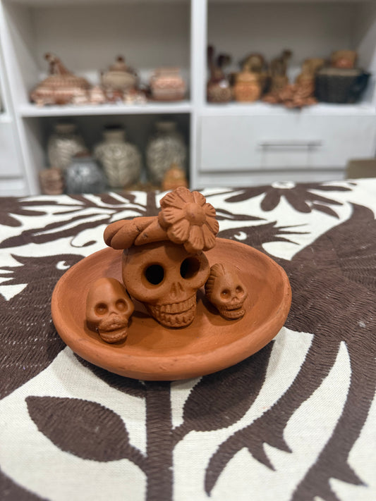 Cráneo porta incienso natural noche de ánimas