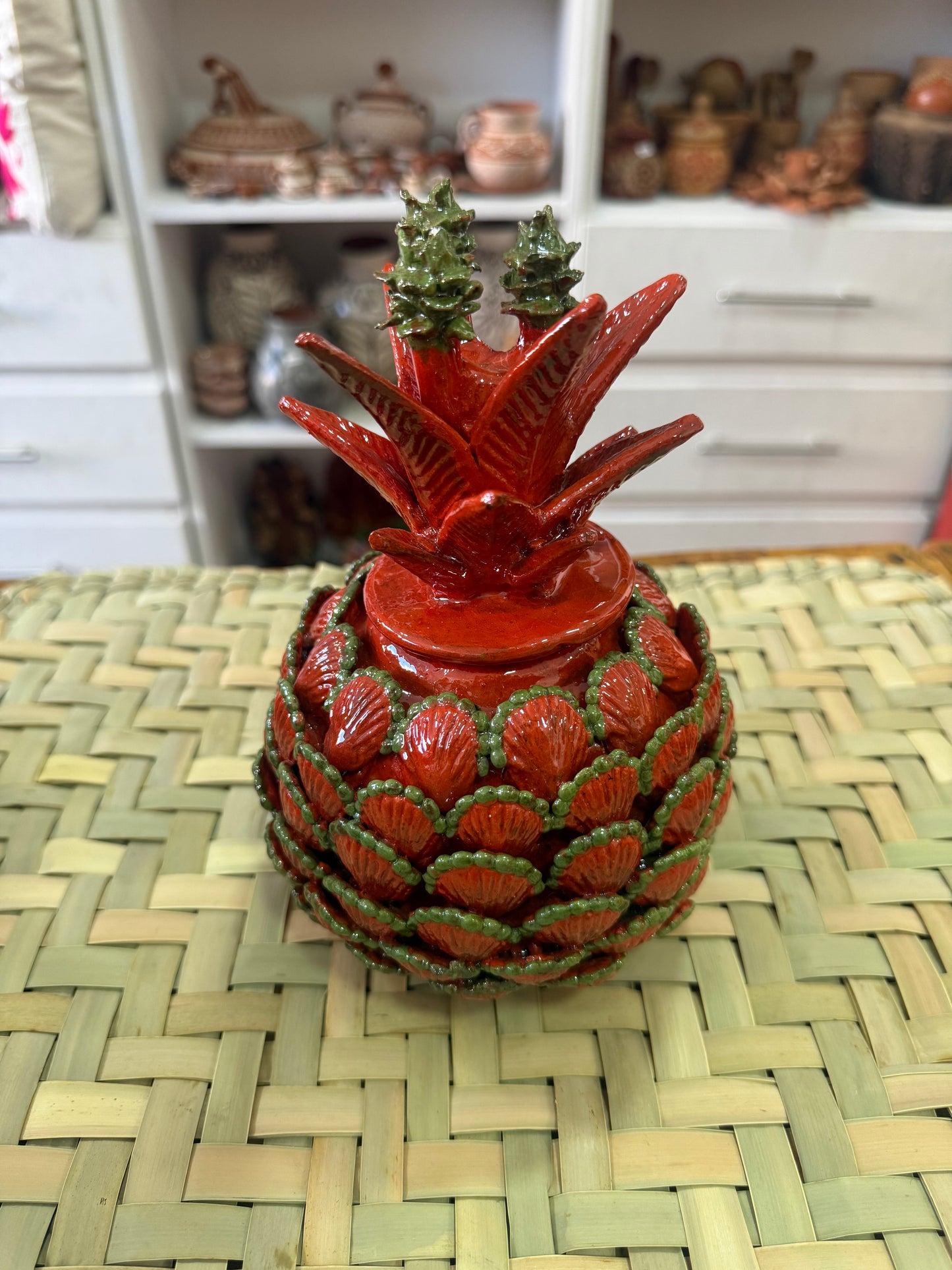 Piña vidriada naranja grande San José de Gracia